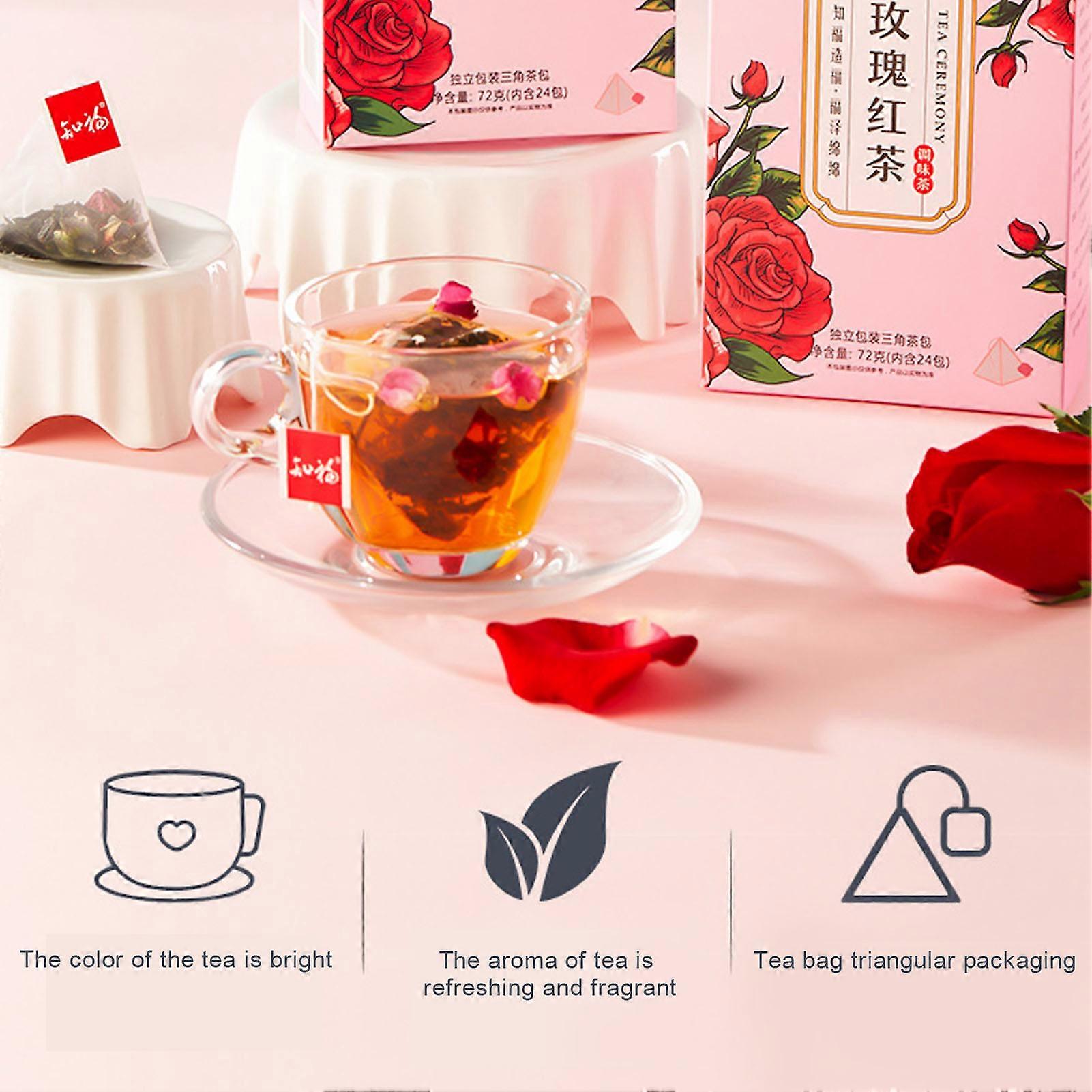 Rose Black Tea Bag Triangular Packaging Low Temperature Roasting Aromatic Fragrant Flower Flavored Tea 