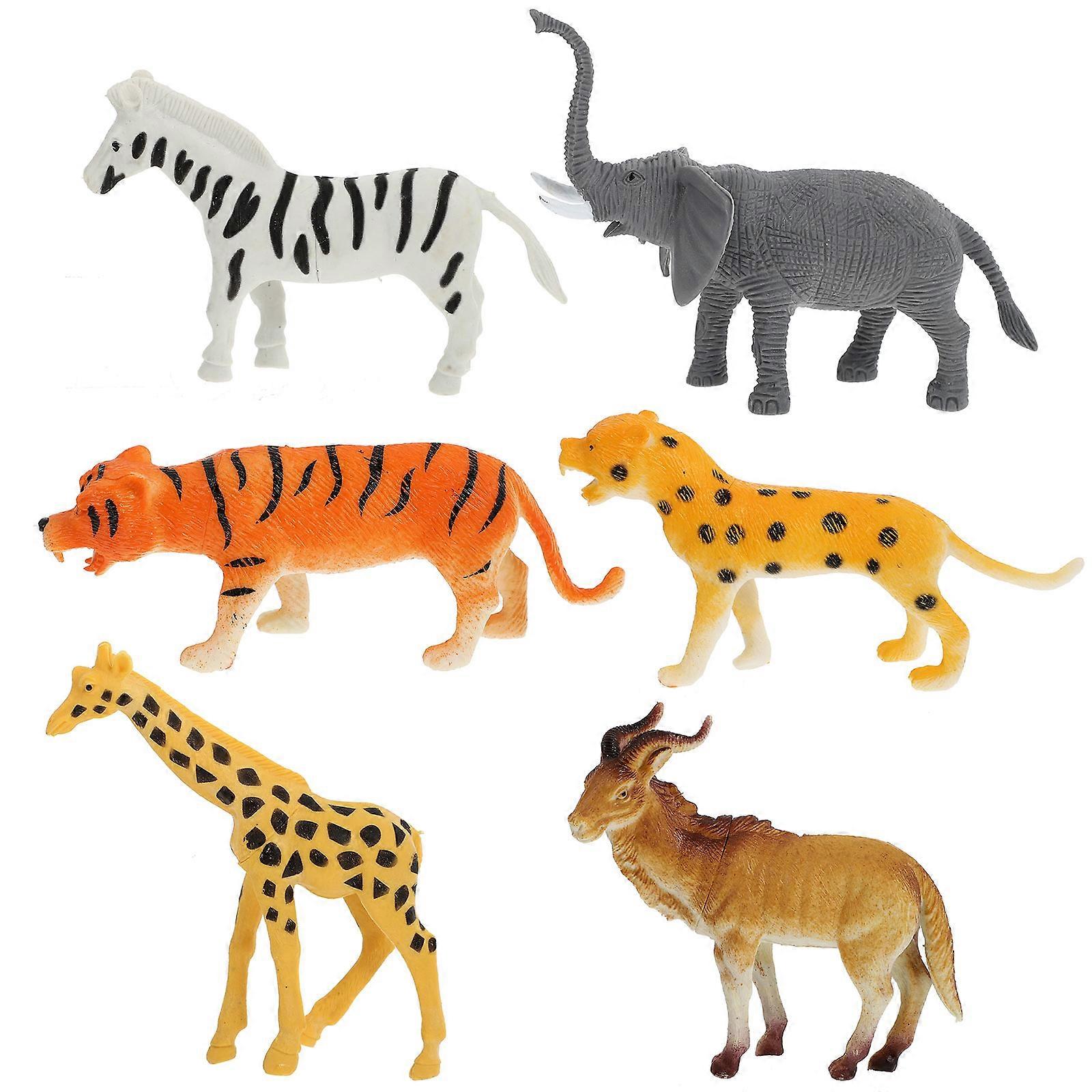 Realistic Plastic Animal Figurines For Children's Birthday Christmas Party Assorted Color 6Pcs