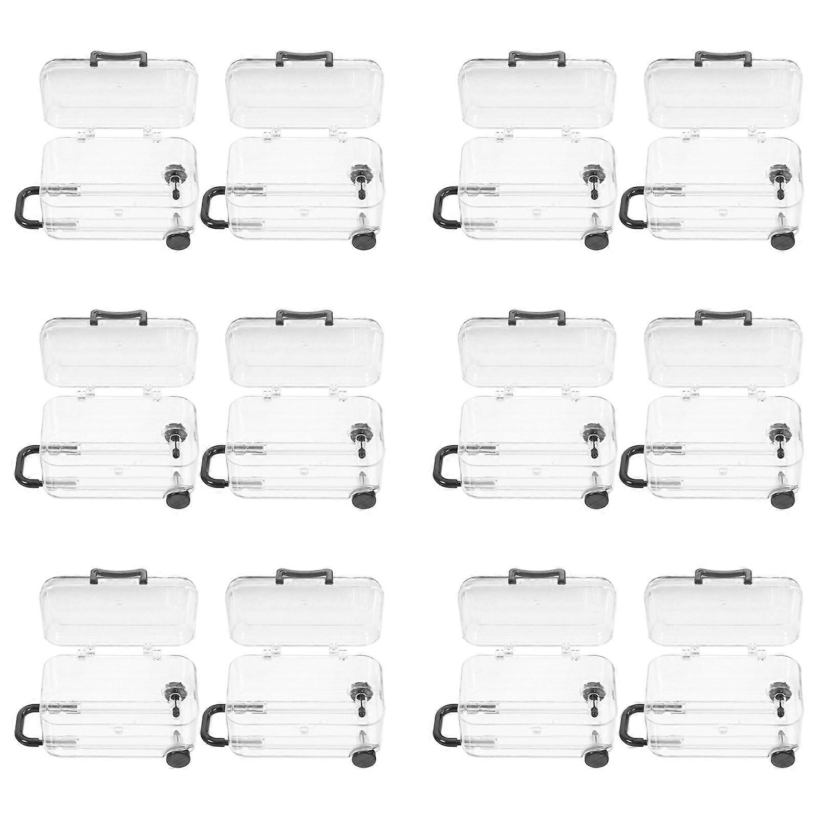 Transparent Mini Suitcase Favor Boxes 12pcs Set with Easy Open Clasp for Weddings, Birthdays, Travel, Party Packaging & Storage Stylish Candy
