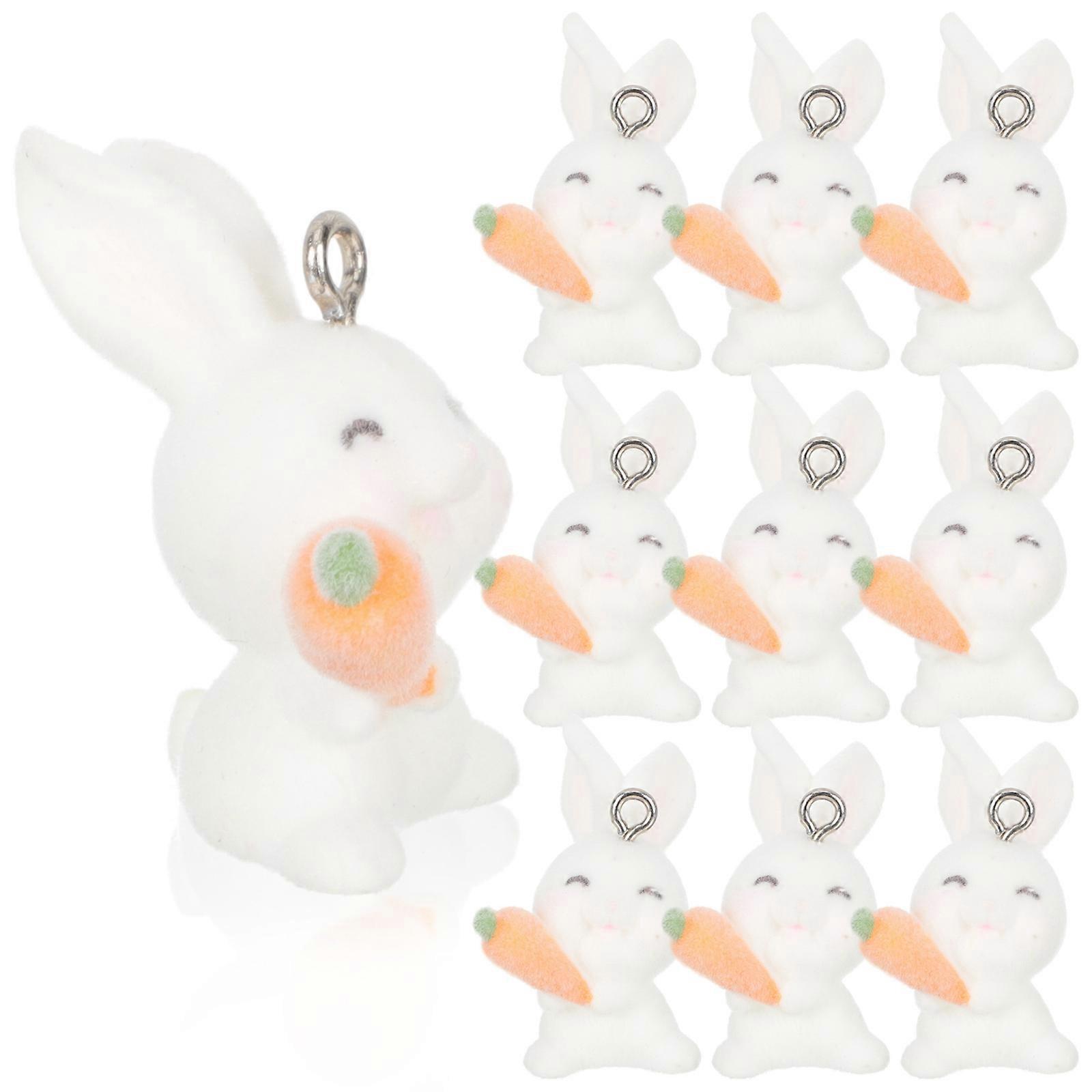 Decorative Necklace Charms Rabbit Shape Craft Projects Easter Women 2.8X1.5Cm 10Pcs