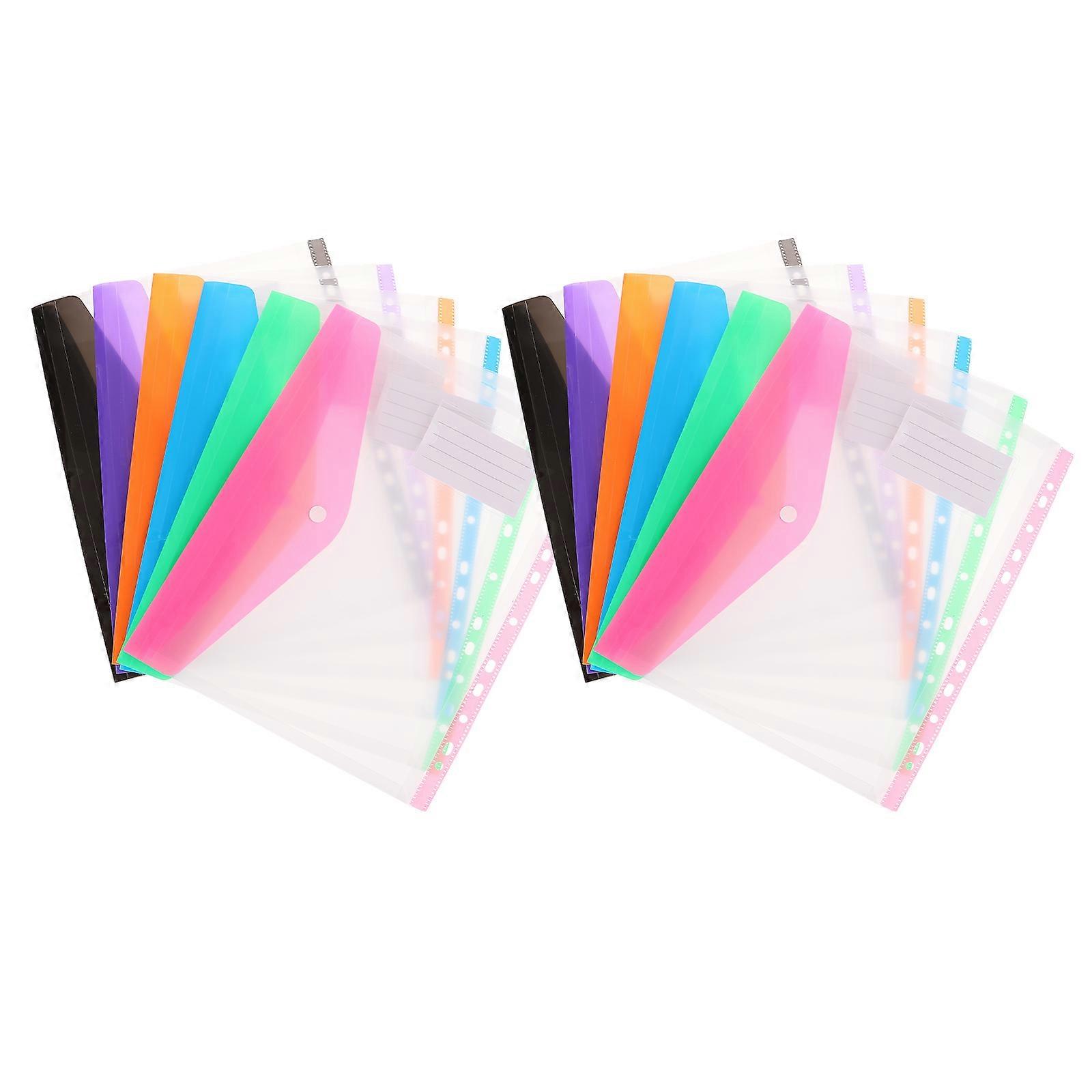 Document Sleeves 12Pcs Transparent Blinder File Protectors Assorted Color Photo Storage Easy To For Cards