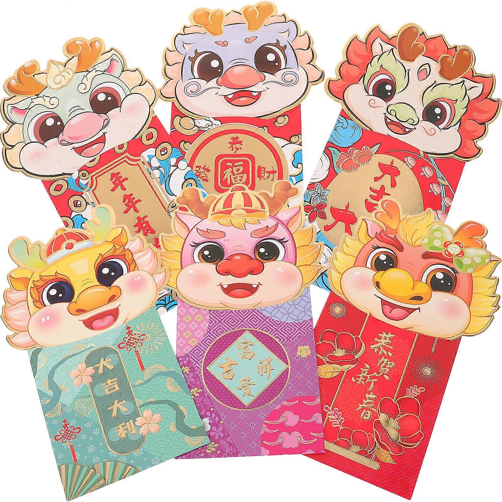 Chinese Style Red Envelopes for New Year Lucky Money Storage with Coated Paper Assorted Colors
