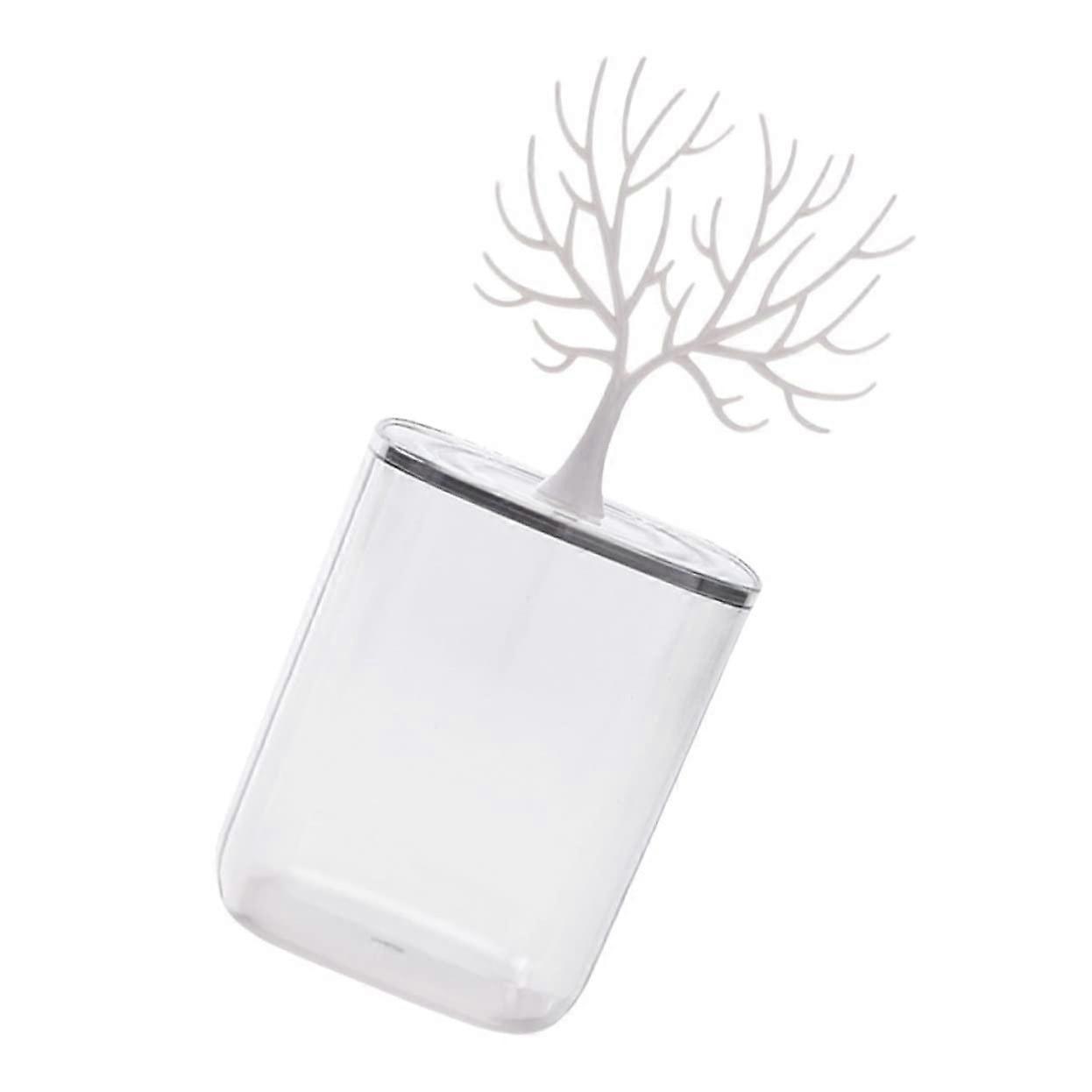 Transparent Jewellery Box for Cotton Buds, Cosmetics, and Versatile Storage - Dustproof Desktop Organizer in White