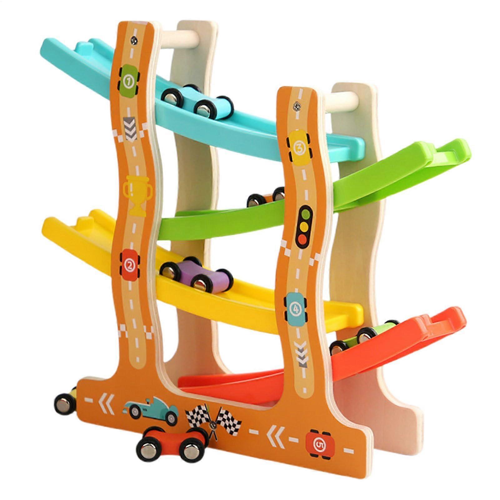 Auto Ramp Toy, Vehicle Ramp Play Set, Kids Car Play Set, Multiple Sliding Cars, Tiered Race Track Design