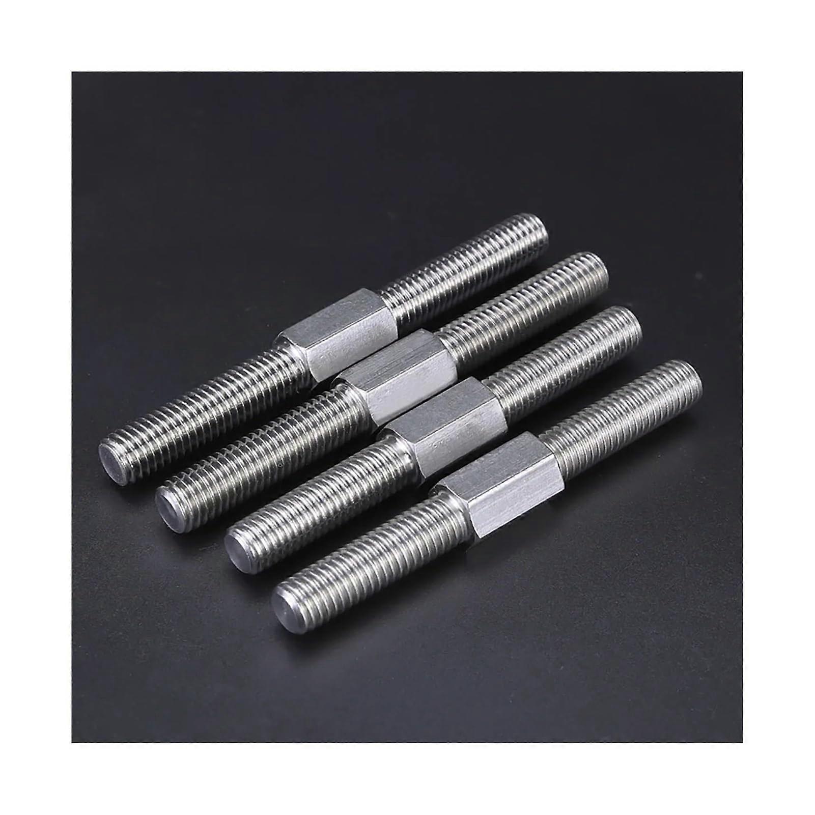 M8 Double End Threaded Rod 40-90 mm Length, Left-Right Threads, External Hex, 304 Stainless Steel Stud Rod, Pack of 4