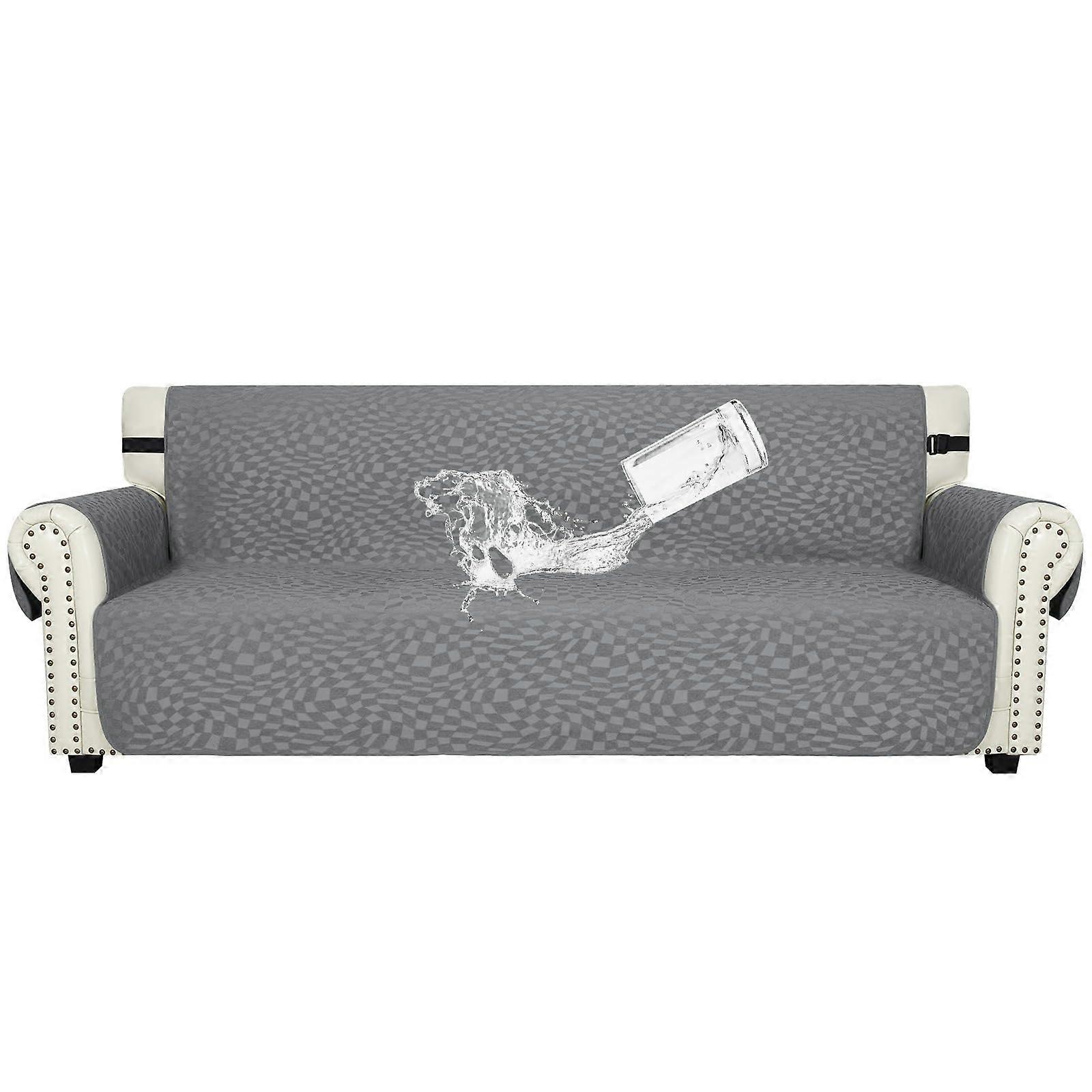 Sofa Cover for Pets, Waterproof Non-Slip Cushion, Deformation Grid, Grey 302 x 202 cm, Durable Seat Protector