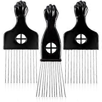 Metall-Haarpicker-Paket: Afro-Picks mit breiten Zähnen für Männer, Lockenpickel für Frauen, Entwirrungs-Pick-Kamm-Tool für Perücken, Zöpfe, Haarstyling