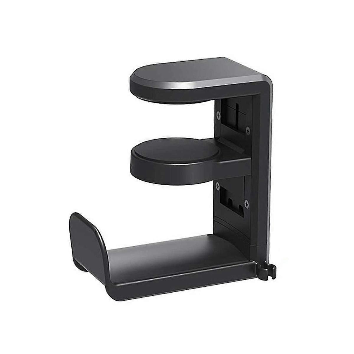Rotating Headphone Stand Adjustable Clamp-on Headphone Holder Black