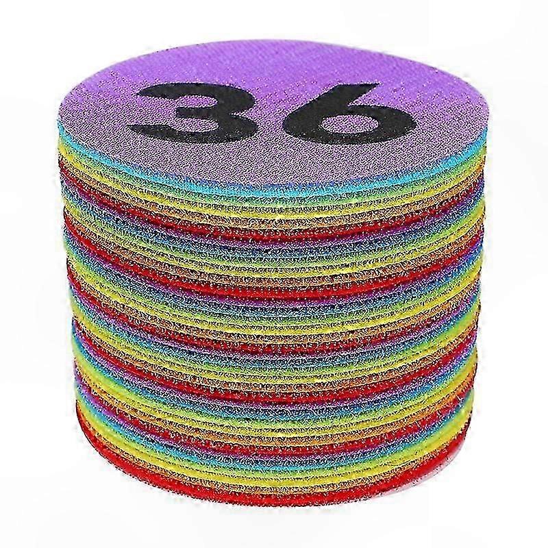 Numbered Floor Markers 1-36 for Classroom Organization Kindergarten Preschool Circle Mats Non-Slip Dots Rug Set Eonal Tool