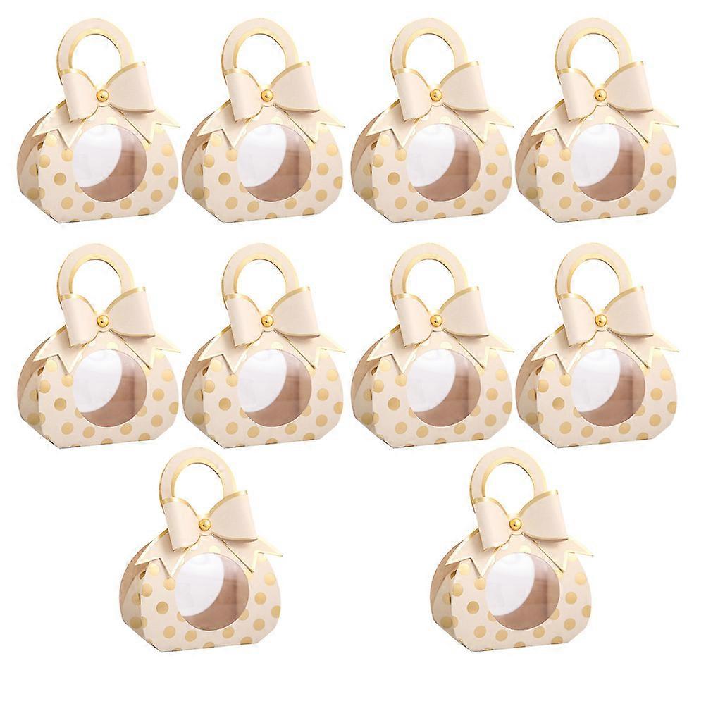 Candy Boxes Storage Holder for Wedding Use Rectangular Paper and Metal Carrying Handle 10Pcs
