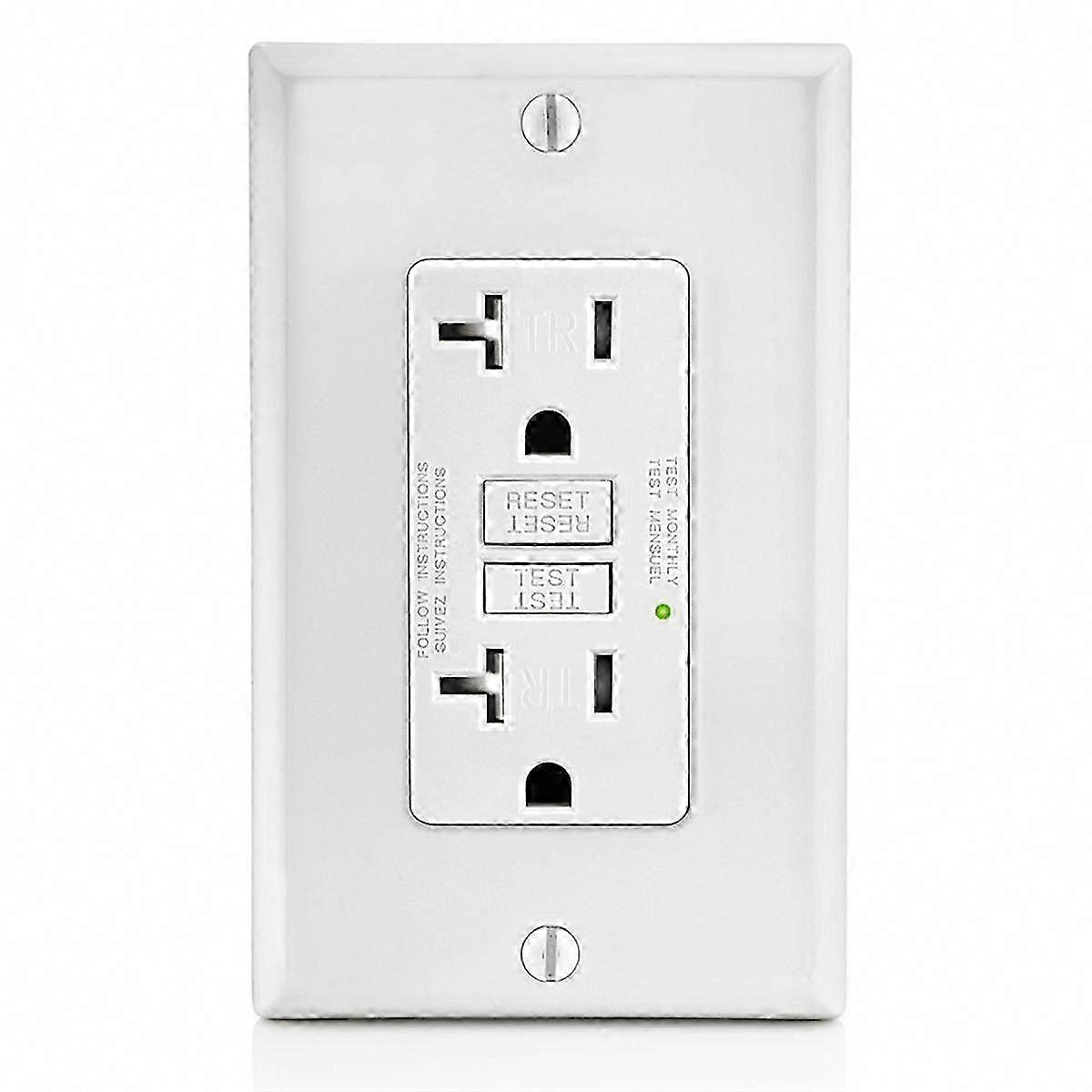 20A GFCI Outlet with LED Indicator, Tamper-Resistant Ground Fault Circuit Interrupter Receptacle