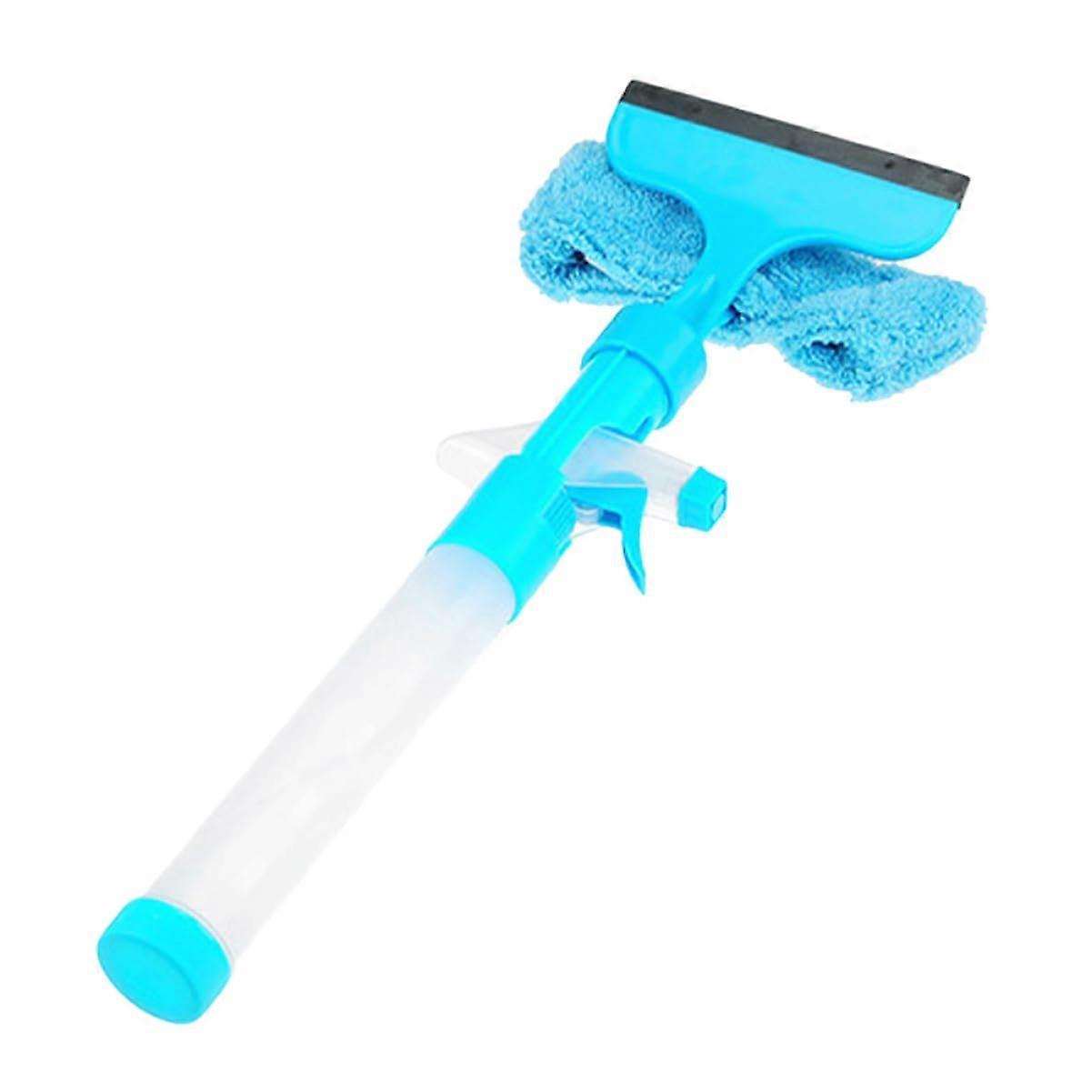 Window Squeegee Kit Dual-Sided Cleaning Tool With Water Sprayer For Home And Car Use Blue Hard-To-Reach Areas