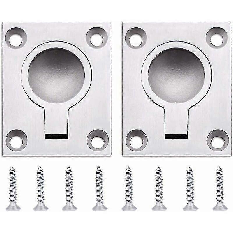 Flush Ring Pull Handle Hatch Locker Cabinet Concealed Handle 48 x 38mm - Stainless Steel Oceans Sailboat Drawer Door Hardware 2pcs-