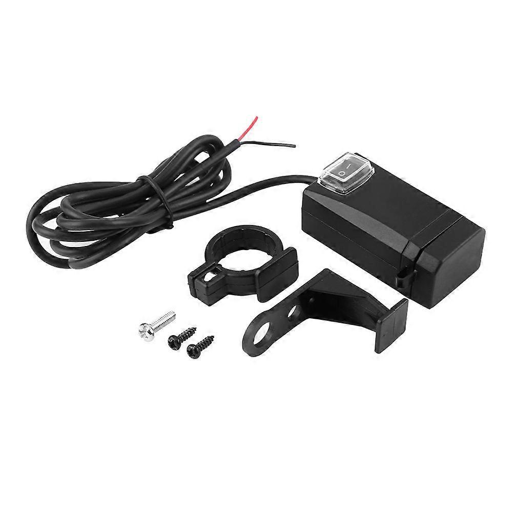 12-24V Universal Motorcycle Mobile Phone Charger with Switch Dual USB QC3.0 Fast Charge