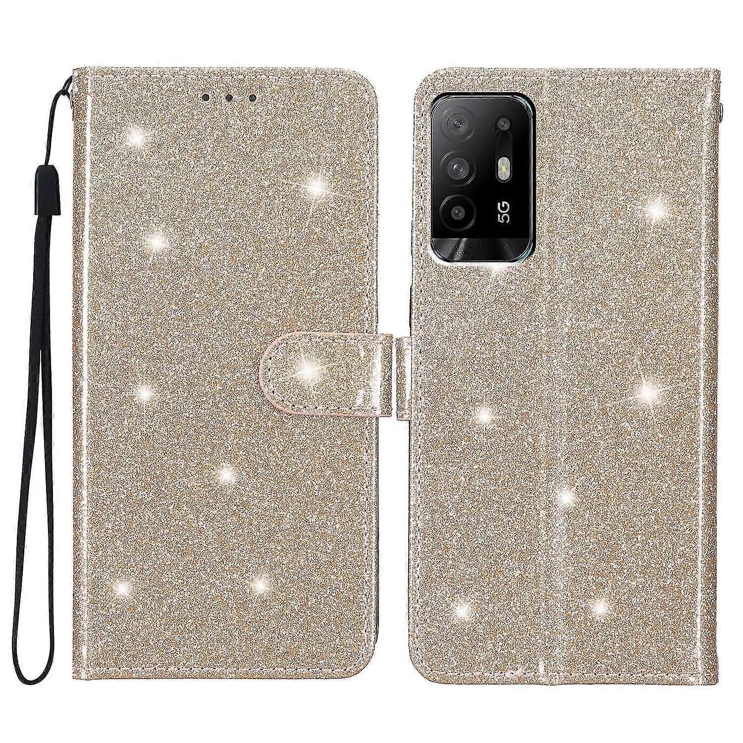 Case For Oppo A94 5g Luxury Bling Pu Leather With Card Holder Flip ...