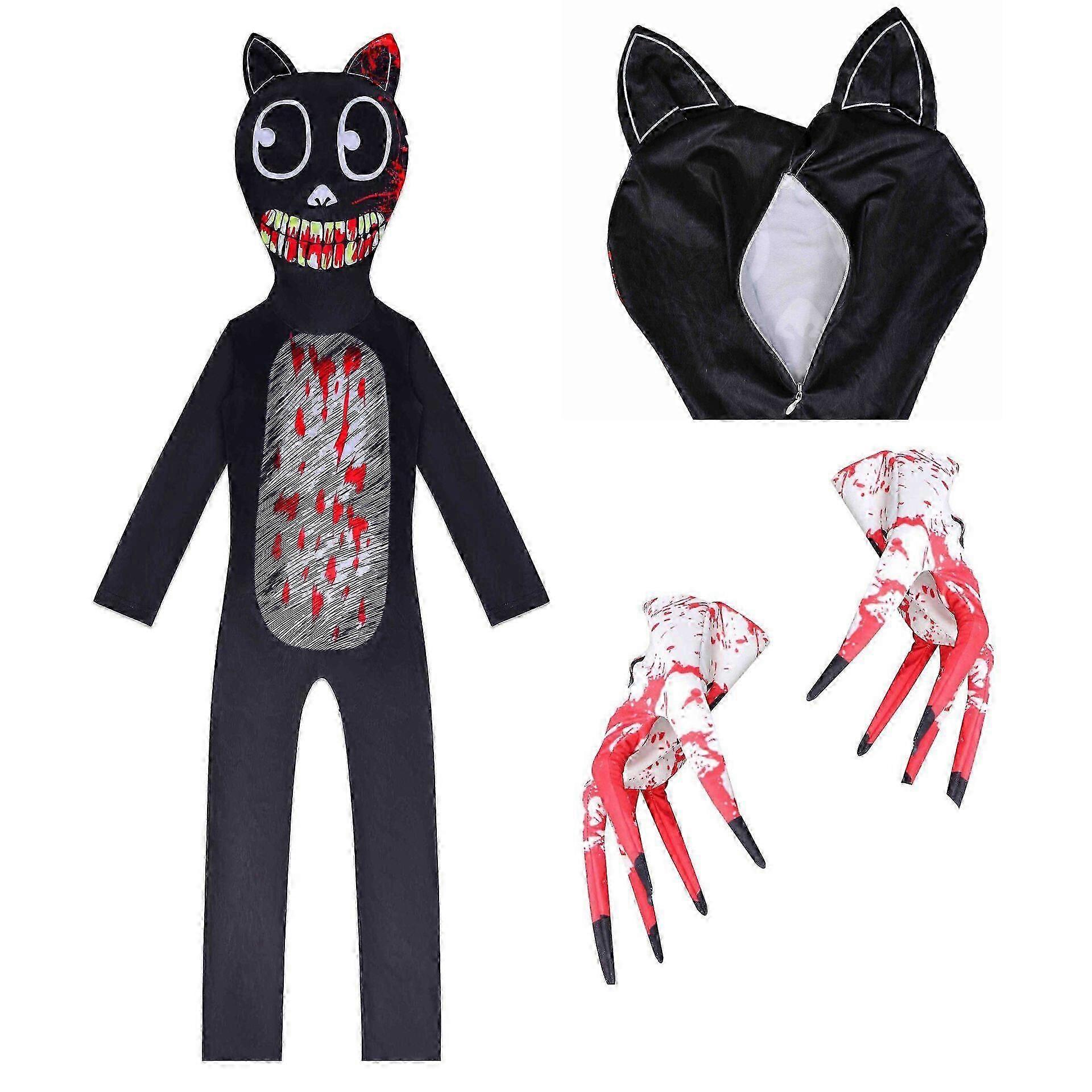 Boys' Anime Cosplay Black Cat Costume with Siamese Mask for Halloween and Birthday Parties