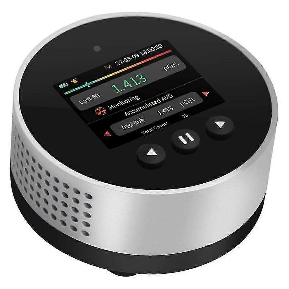 Detector de radón portátil con alarma sonora y visual