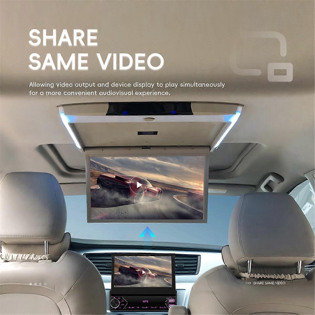 Single Din Car Stereo with Carplay Android Auto 7 Inch Retractable Touchscreen Radio Receiver with Bluetooth FM EQ SWC