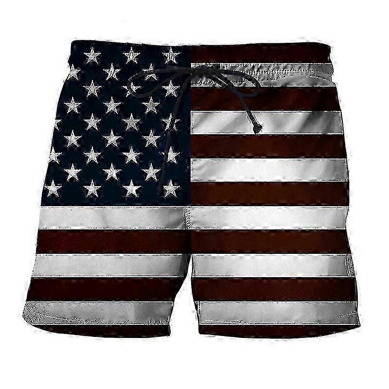 남성 독립 기념일 비치 반바지 캐주얼 운동 여름 짧은 바지 탄성 웨이스트 보텀