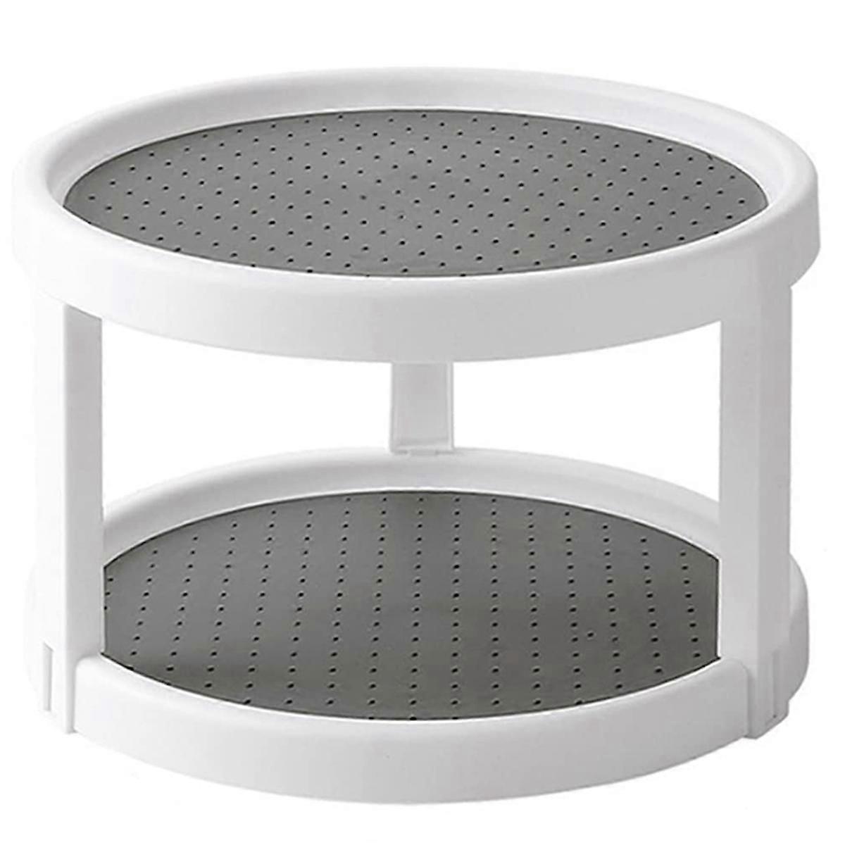 2 Tier Non Skid Condiment Rotating Storage Rack,360 Rotating Seasoning Organizer, for Pantry Cabin