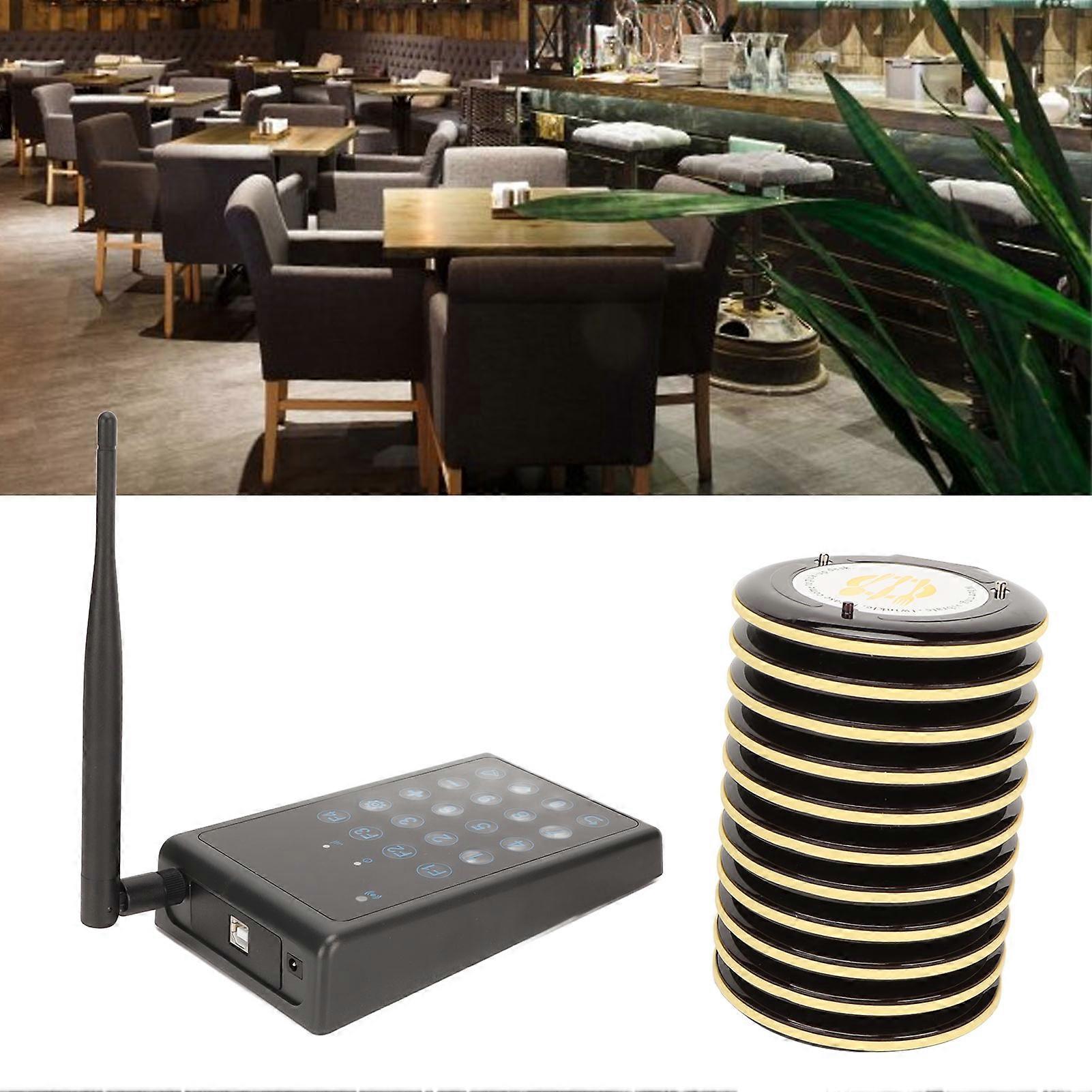10Pcs Restaurant Pager Call Button Set 433MHz UK Plug 200mAh