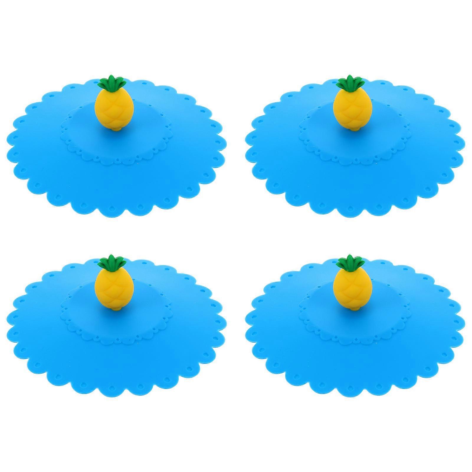 Creative Silicone Cup Cover Leakproof Function 4Pcs for Home Use