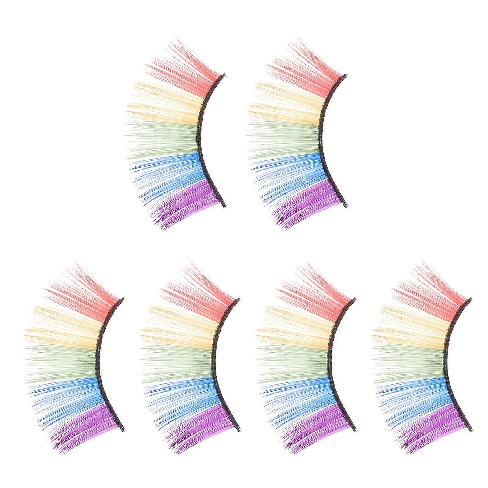 3 Pairs of Curly Fake Eyelashes Shining Colorful Art Eyelashes Extension for Halloween Performance Carnival