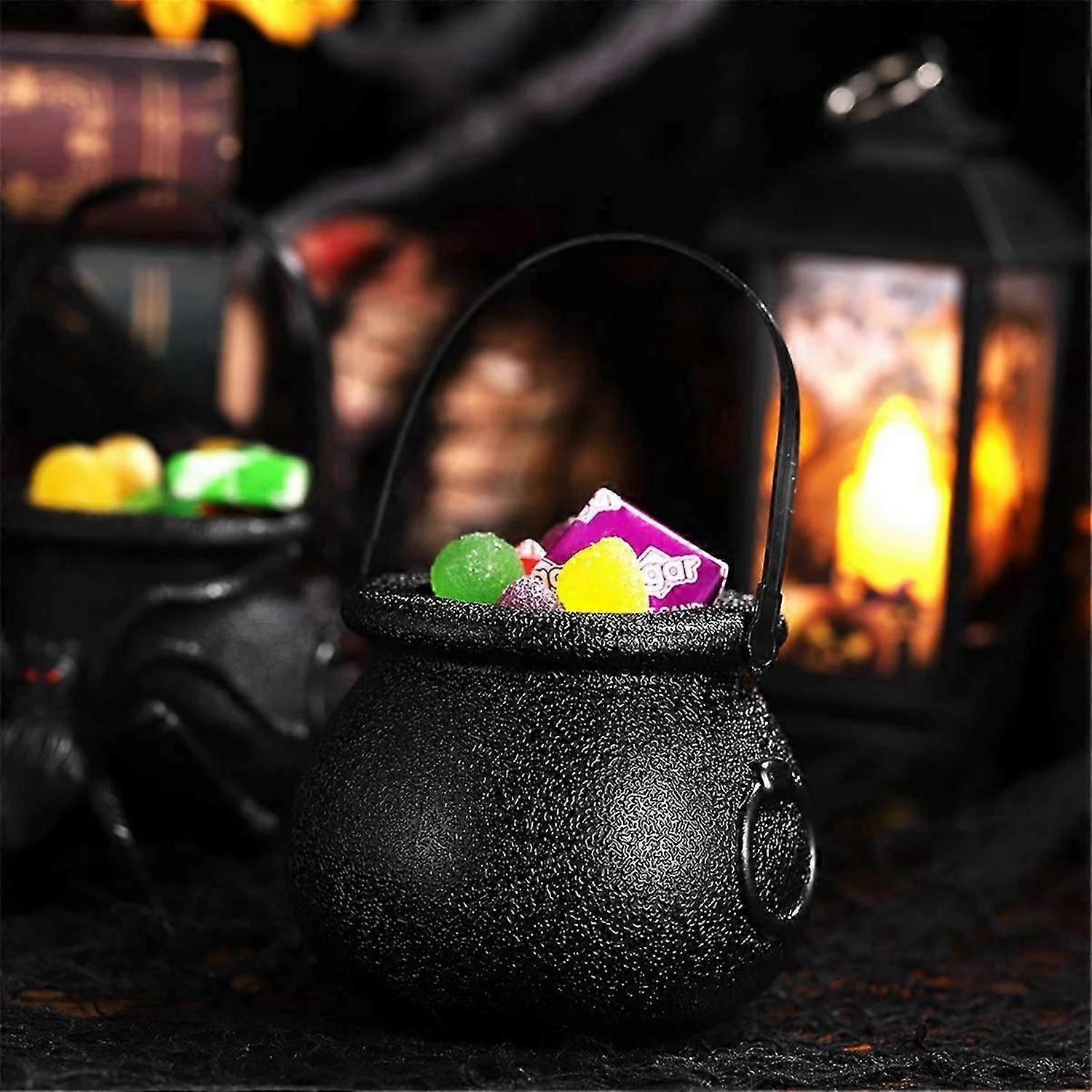 12Pcs Mini Candy Kettles Witch Skeleton Cauldron Holder Pot