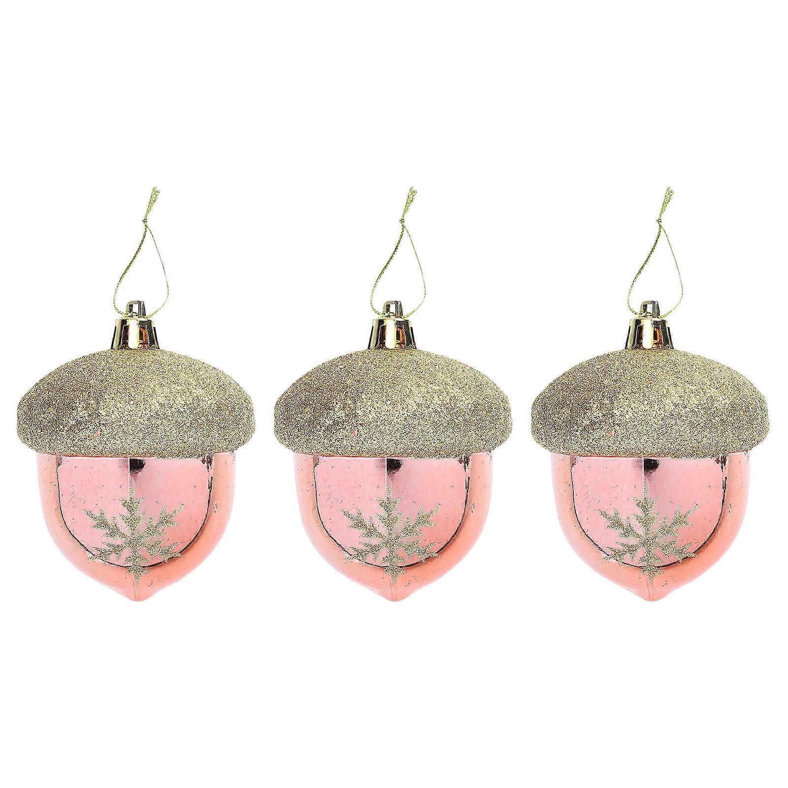 Lovely Christmas Hanging Pendant for Decor 3Pcs Pink Plastic Ornaments