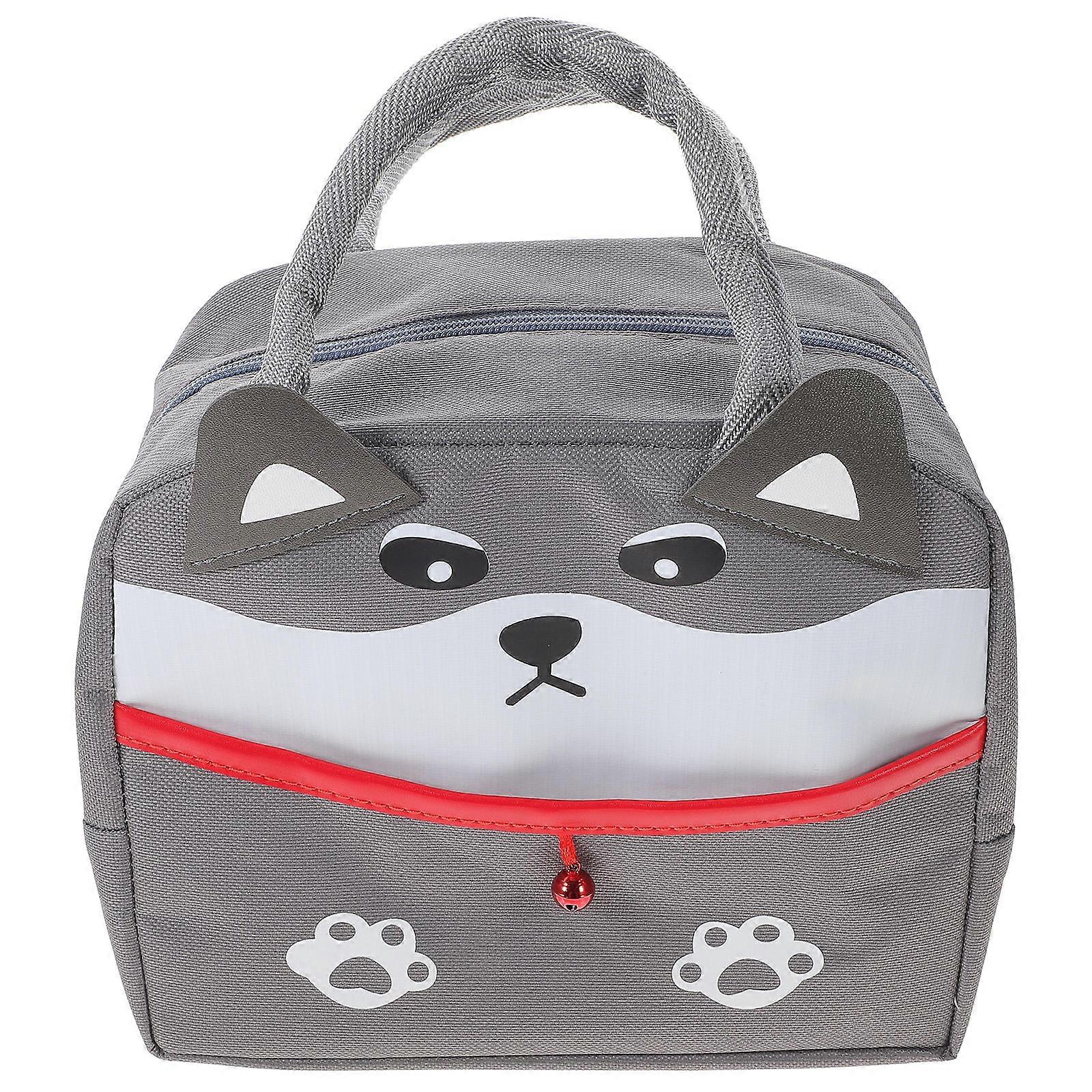 Lunch Box Pouch for Thermal Insulation 3Pcs Portable Bento Bag Grey