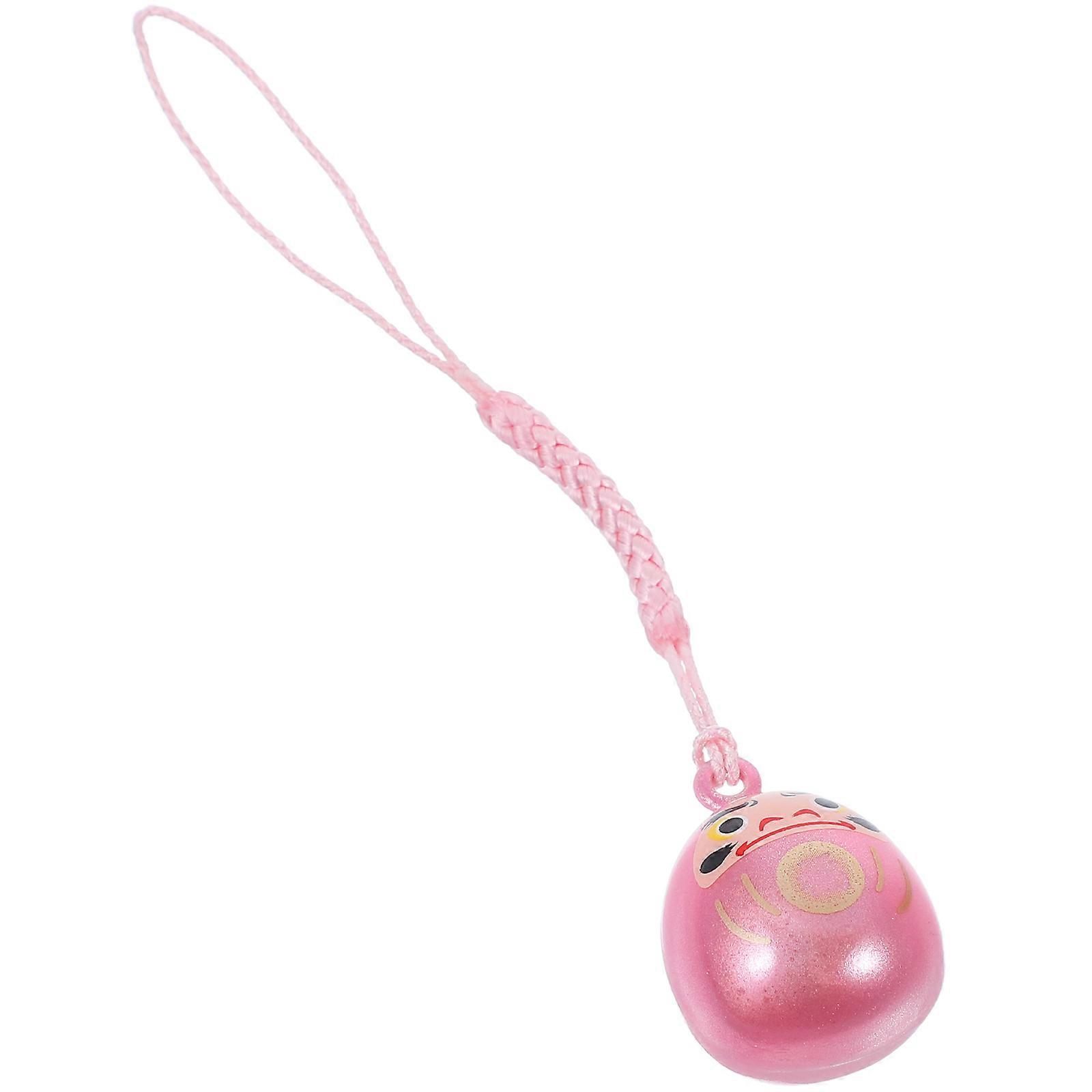 Japanese Daruma Ornament Pendant for Hanging Decor Keychain 2Pcs Pink
