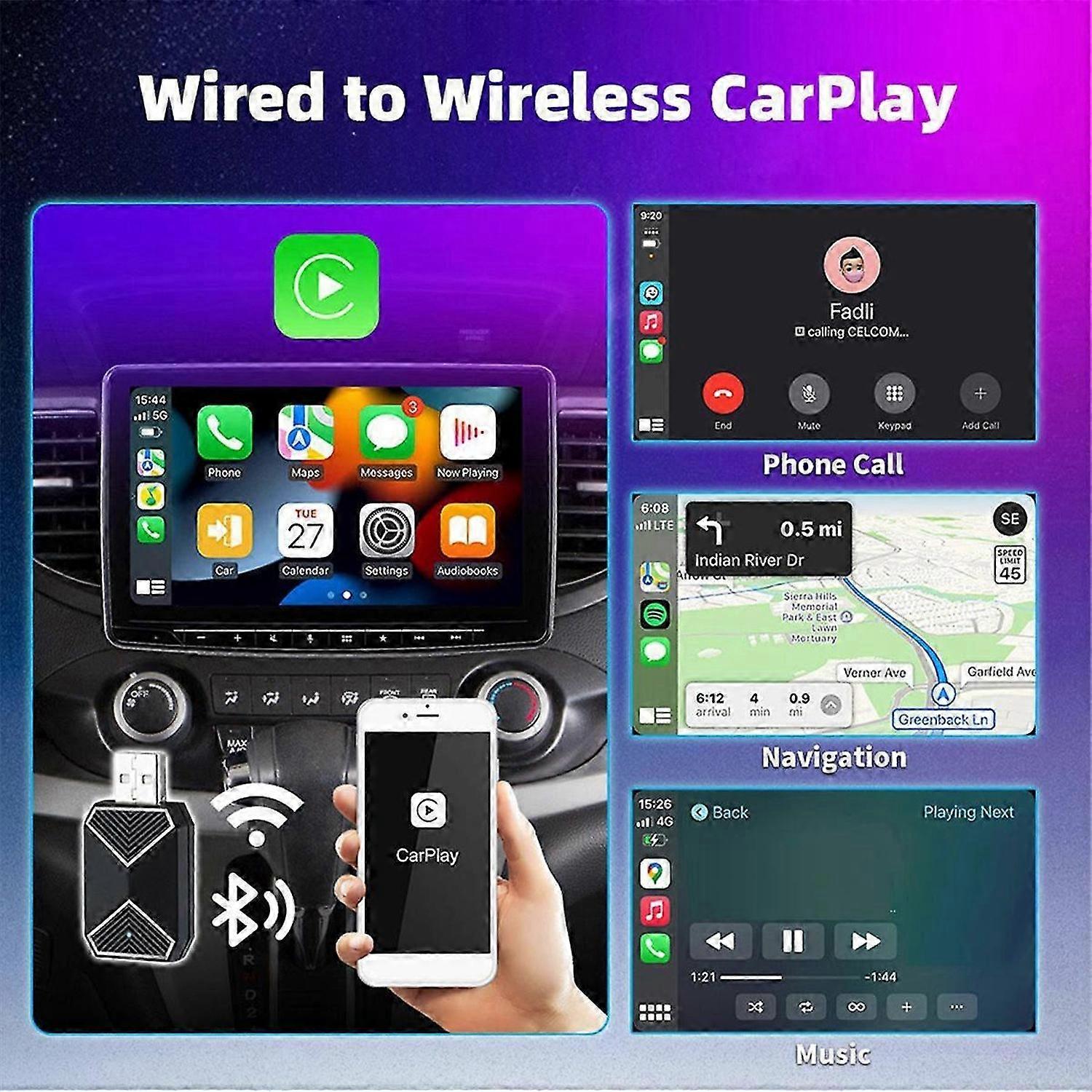 Wireless CarPlay Adapter Android Auto 2 in 1 Mini AI Box Adapter Cars WiFi Voice Assistant for Wired