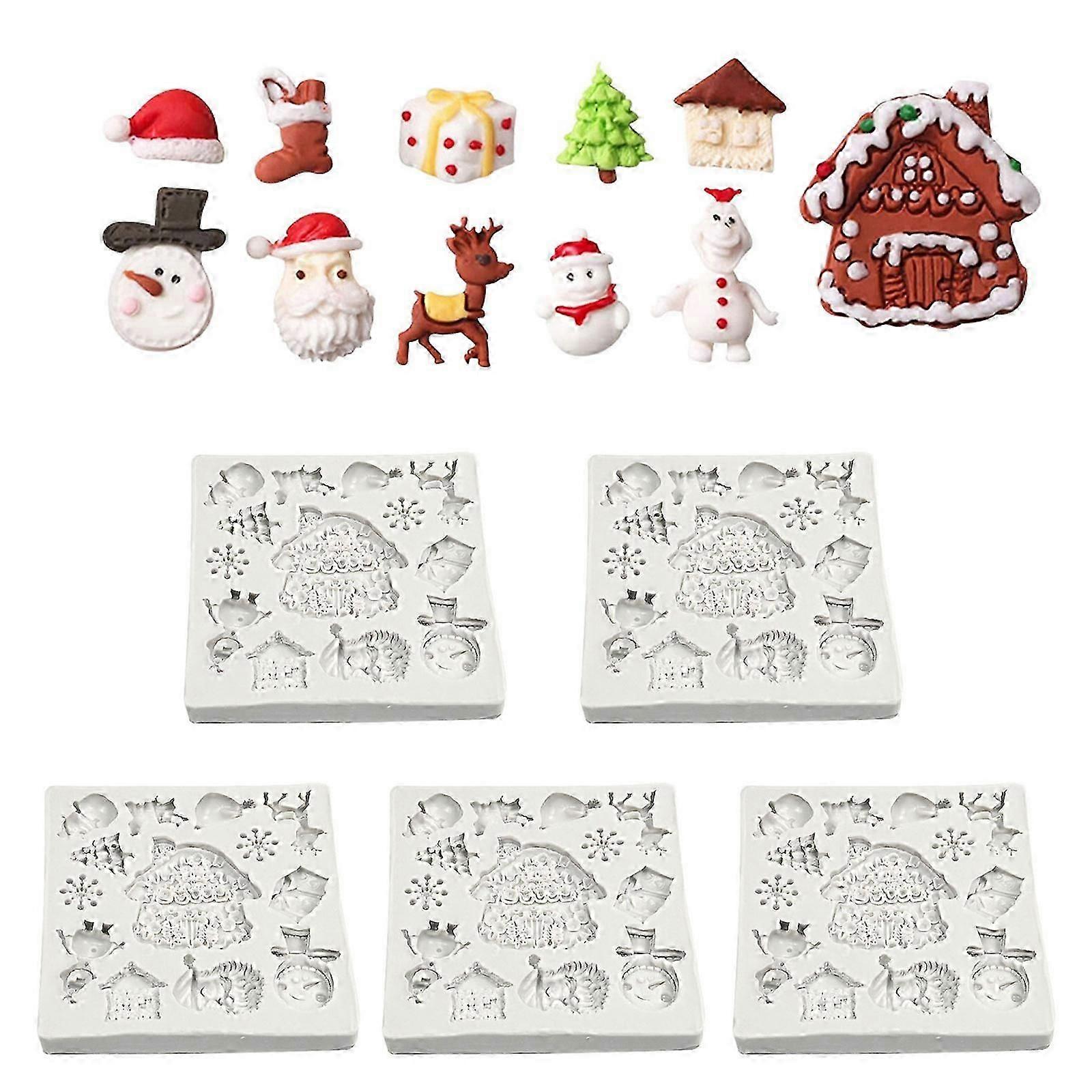 5 Pack Kitchen Silicone Molds Chocolate Making Molds Christmas Series Kitchen Baking Tool Silicone Texture for Candy