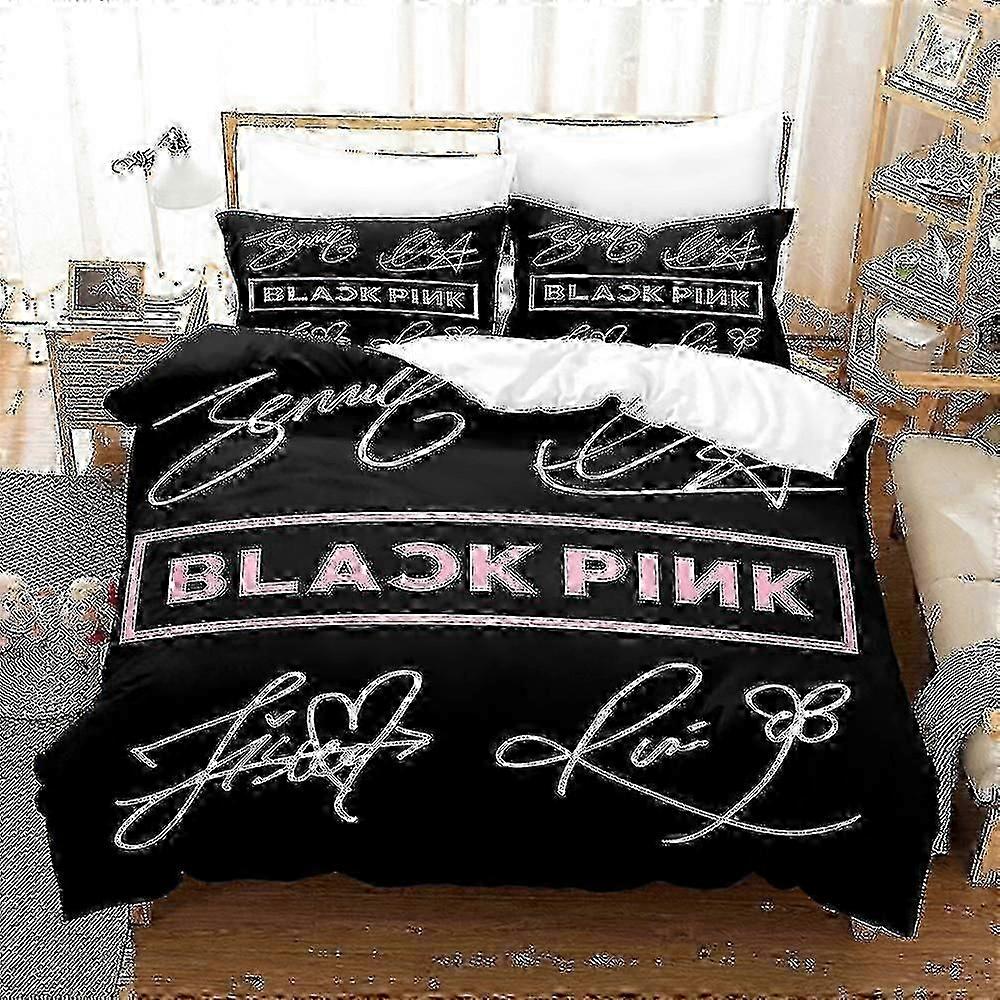 B08 Blackpink Conjunto de Cama Impresso em 3D Capa de Edredom Capa de Almofada Presente para Crianças.