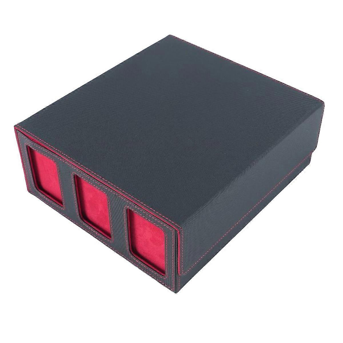 Storage Box For Trading Cards with Viewing Window Magnetic Red