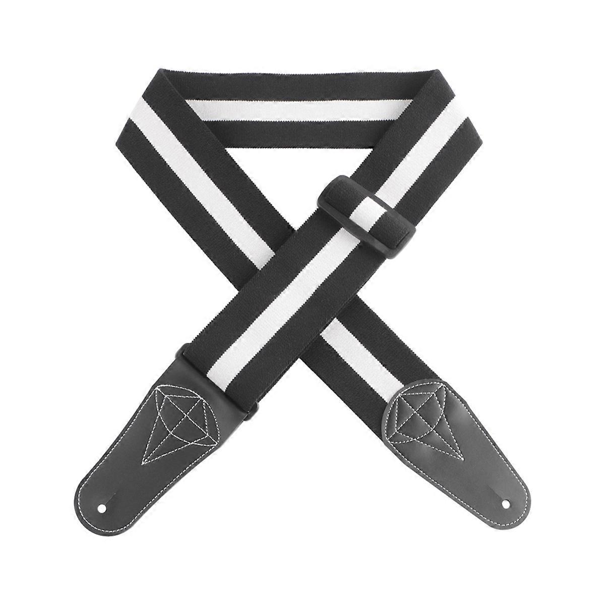 Guitar Strap Soft Adjustable Acoustic Guitar Strap Black & White