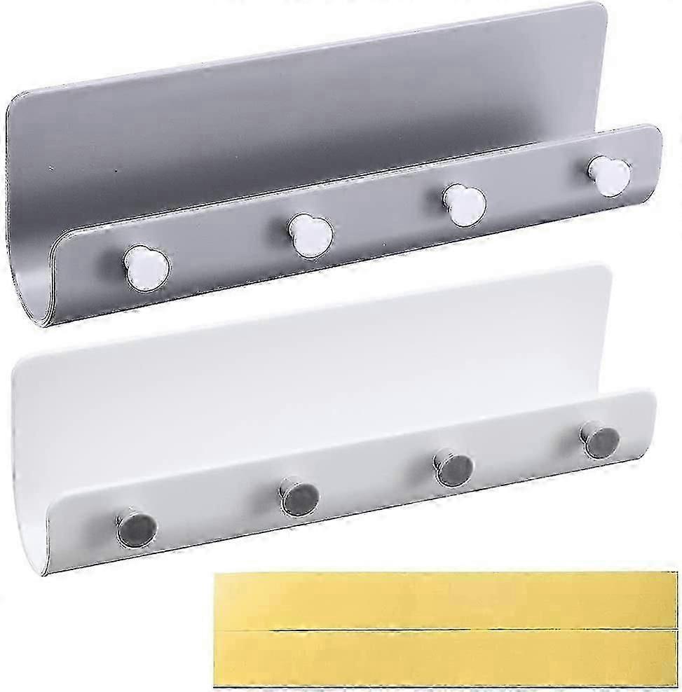 2 pieces key rack with shelf with 4 hooks Self-adhesive key holder without