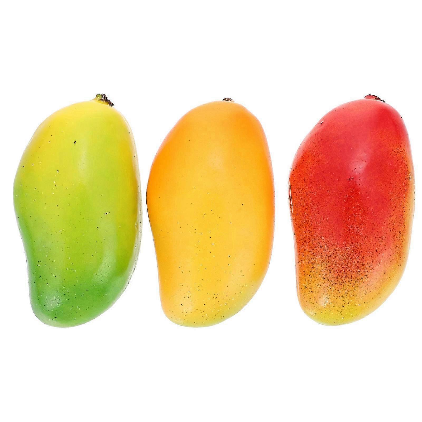 3Pcs Artificial Mango Models Simulated Fruit Models Fake Foam Mango Models