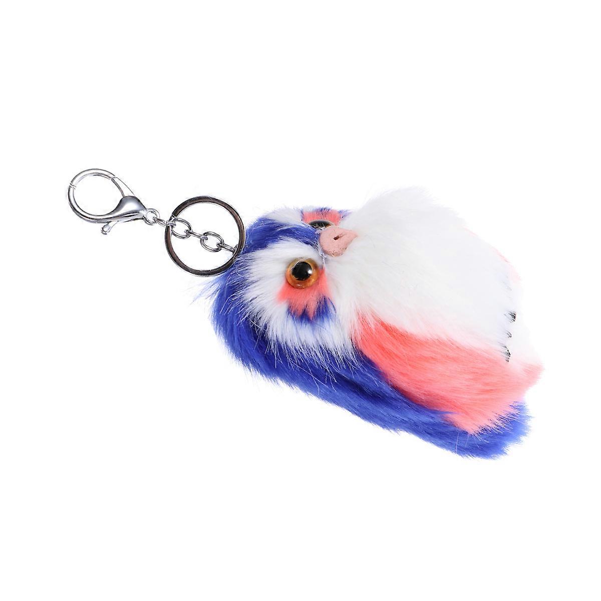 Plush Owl Keychain Blue for Hanging Use Funny Keyring Gift