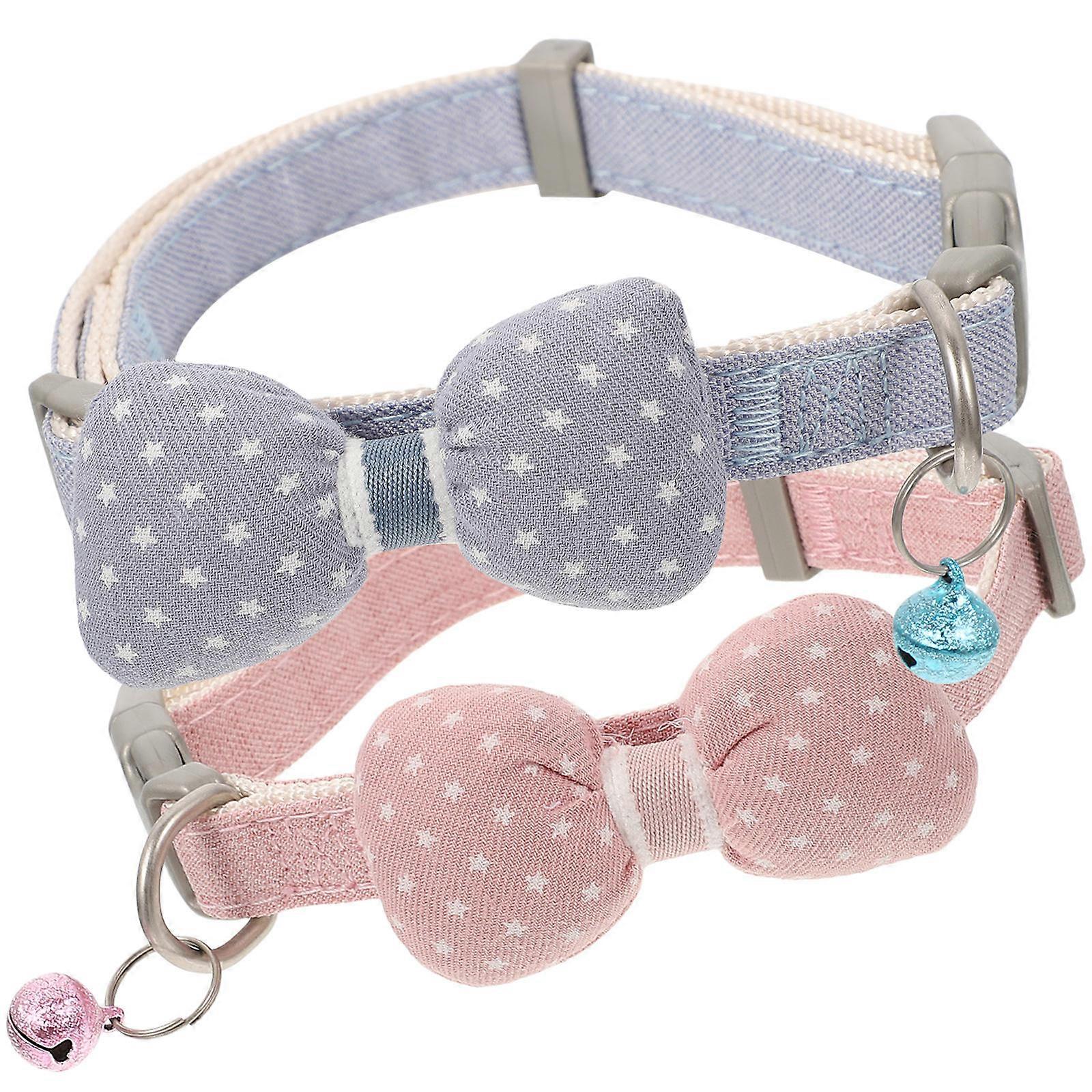 Pet Collar Bell Bowknot Collar for Cat 4Pcs in Assorted Color