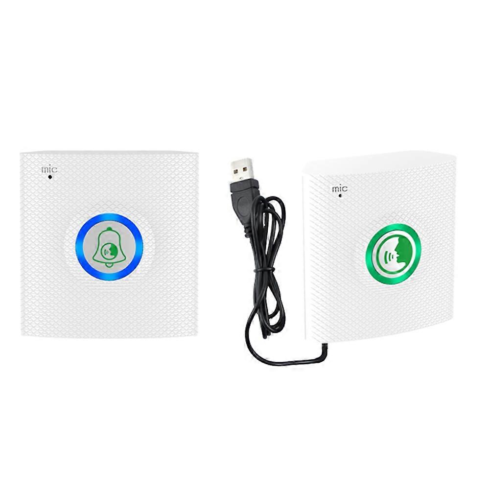 Wireless Long Distance Voice Intercom Full Duplex Door Phone Two Way Audio Doorbell Welcome Chime Elderly Bell White