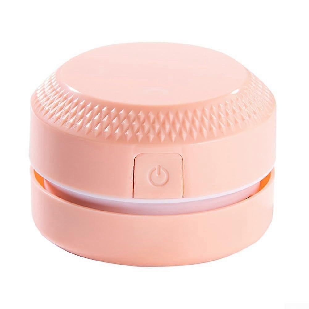Mini Desk Vacuum Cleaner USB Rechargeable Table Sweeper For Crumbs Dust Removal Quiet Handheld Compact Cordless Pink