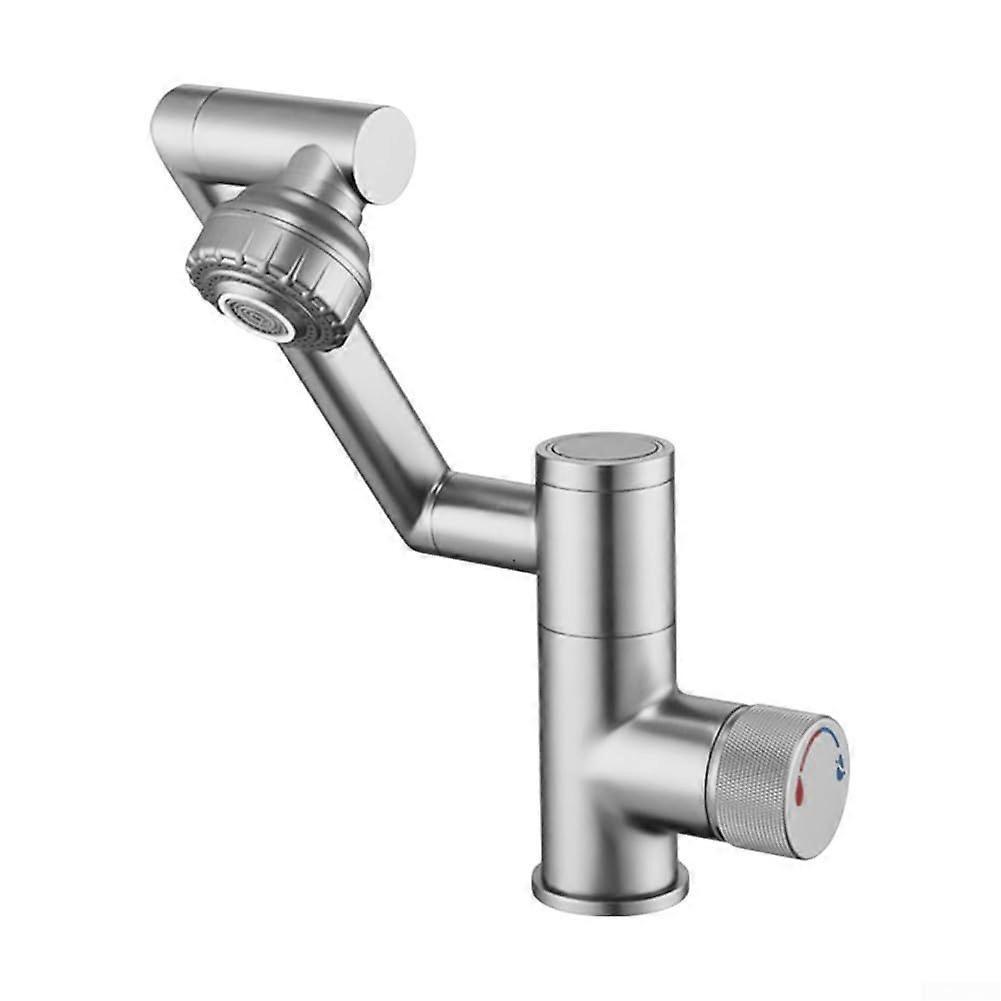 Basin Digital Display Faucet Hot Cold Water, 360Degree Rotating Faucet, LED Display, Hydraulic Power Generation, Silver