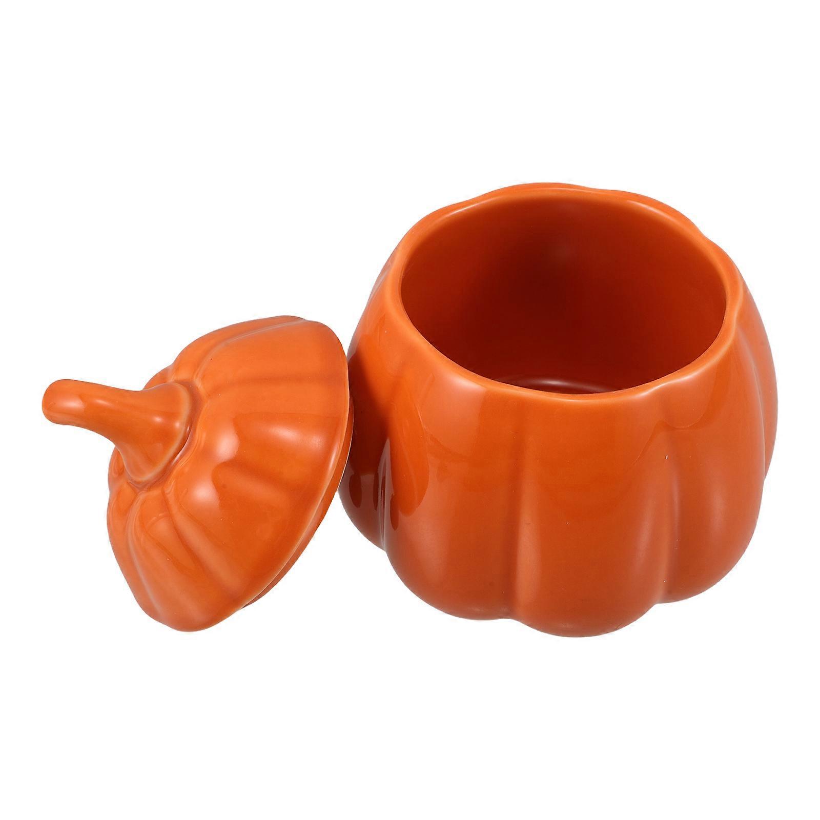 Pumpkin Shape Halloween Soup Bowl Ceramic Stew Pot With Lid Decorative Use 5Pcs For Autumn And Winter Gatherings
