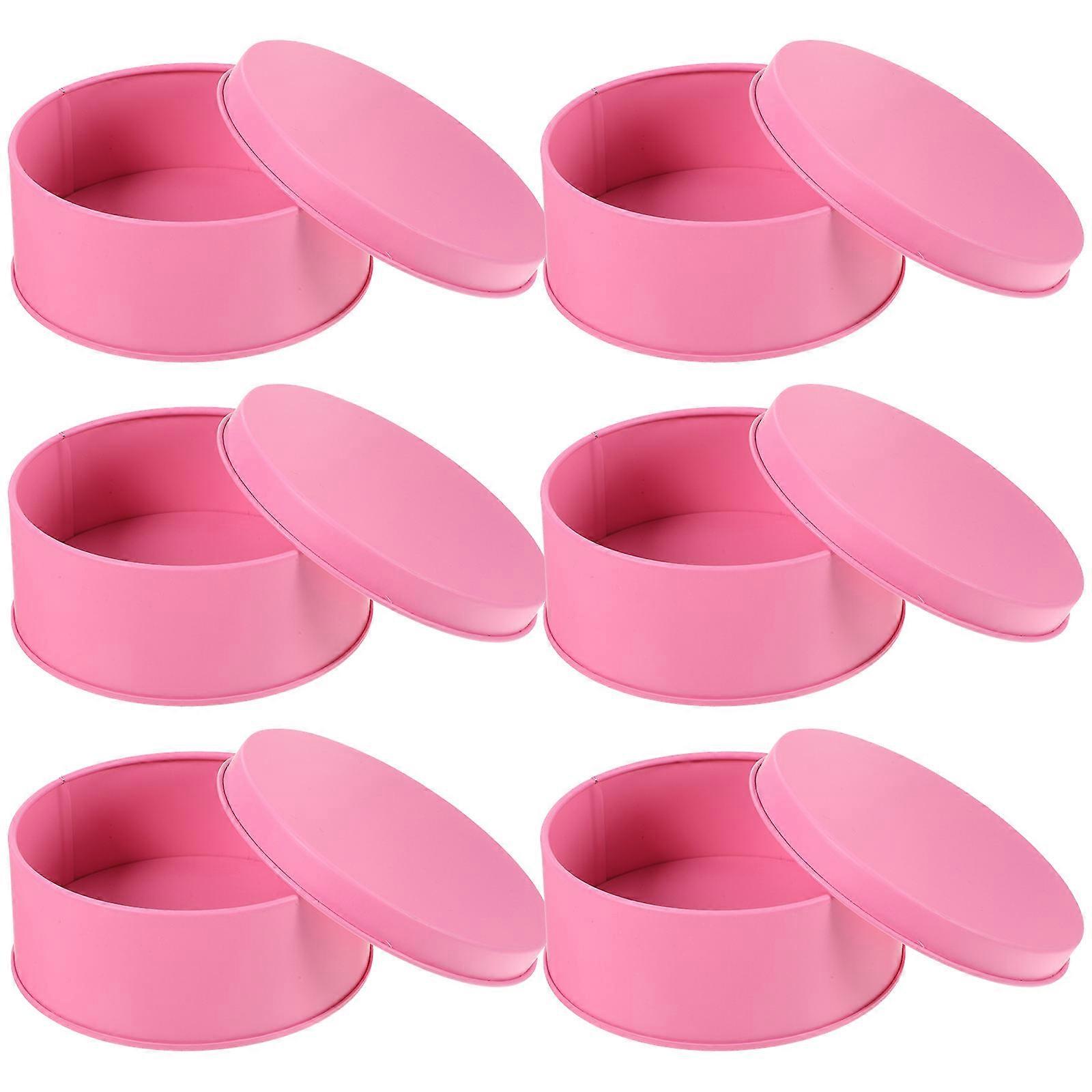 Tinplate Cookie Box Round Baking Tins for Candy Storage 18Pcs Pink