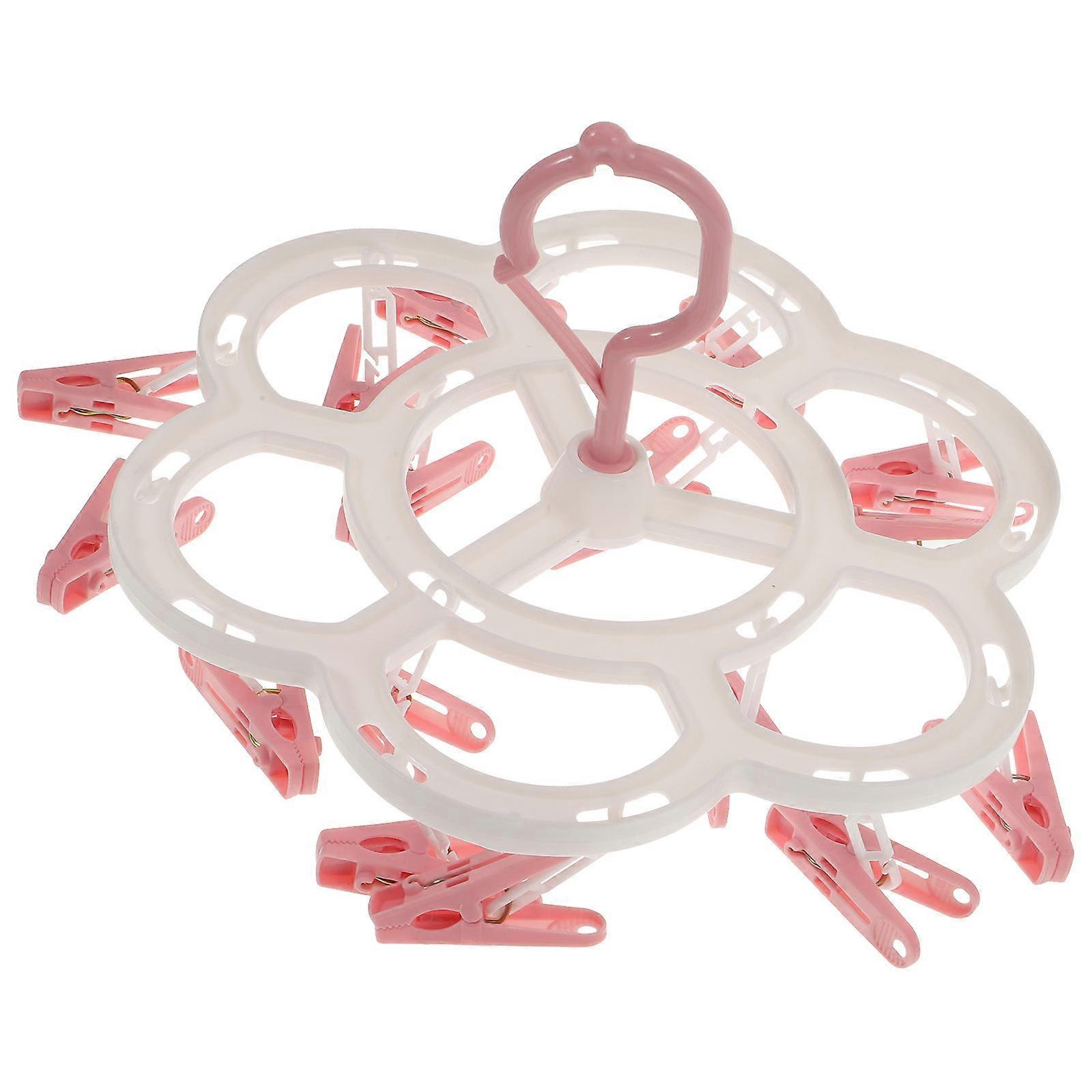 Convenient Drying Hanger 1Pcs Windproof Drip Hanger Household Clothes Hanger Circular Disc With梅花Pattern Pink For Laundry