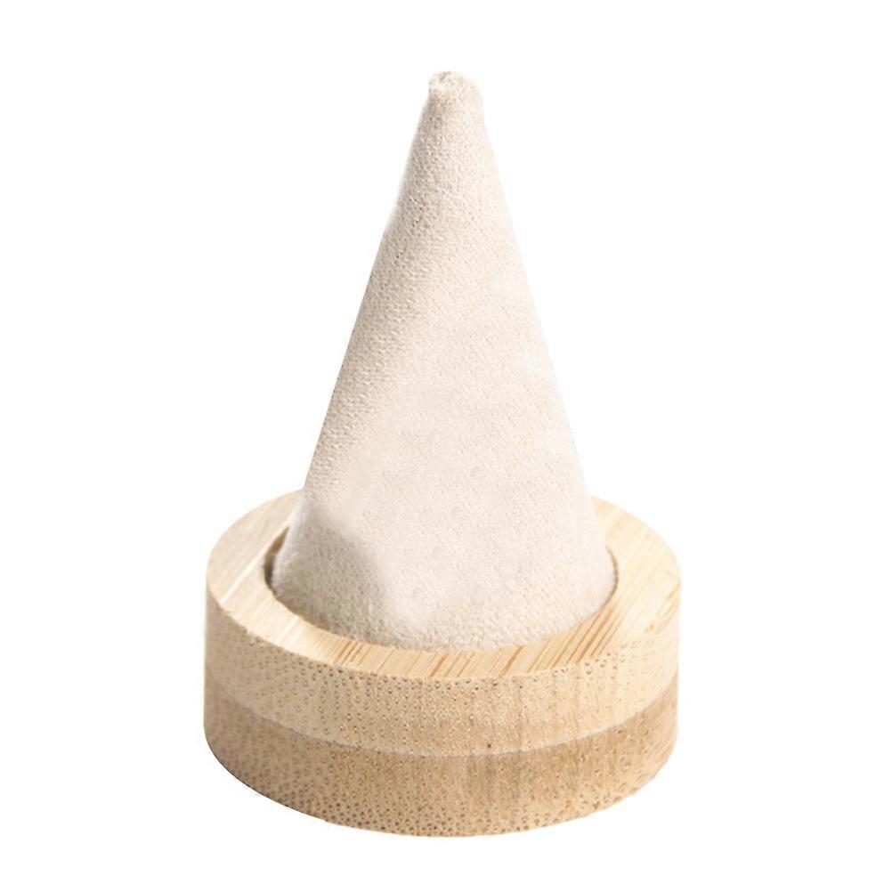 Ring Display Rack Bamboo Ring Holder for Storage 3Pcs Beige Cone Shape
