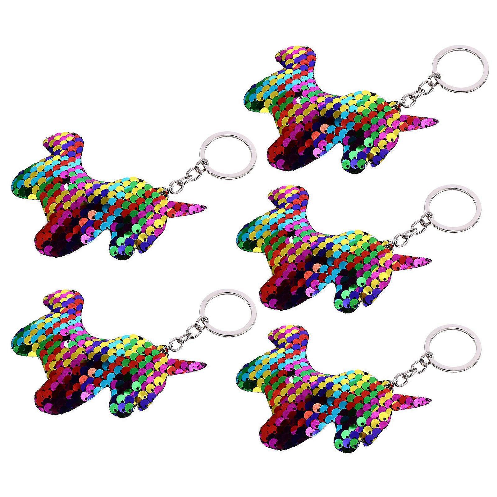 Chic Sequin Unicorn Bag Keychain Pendant for Decoration with 15Pcs Key Rings