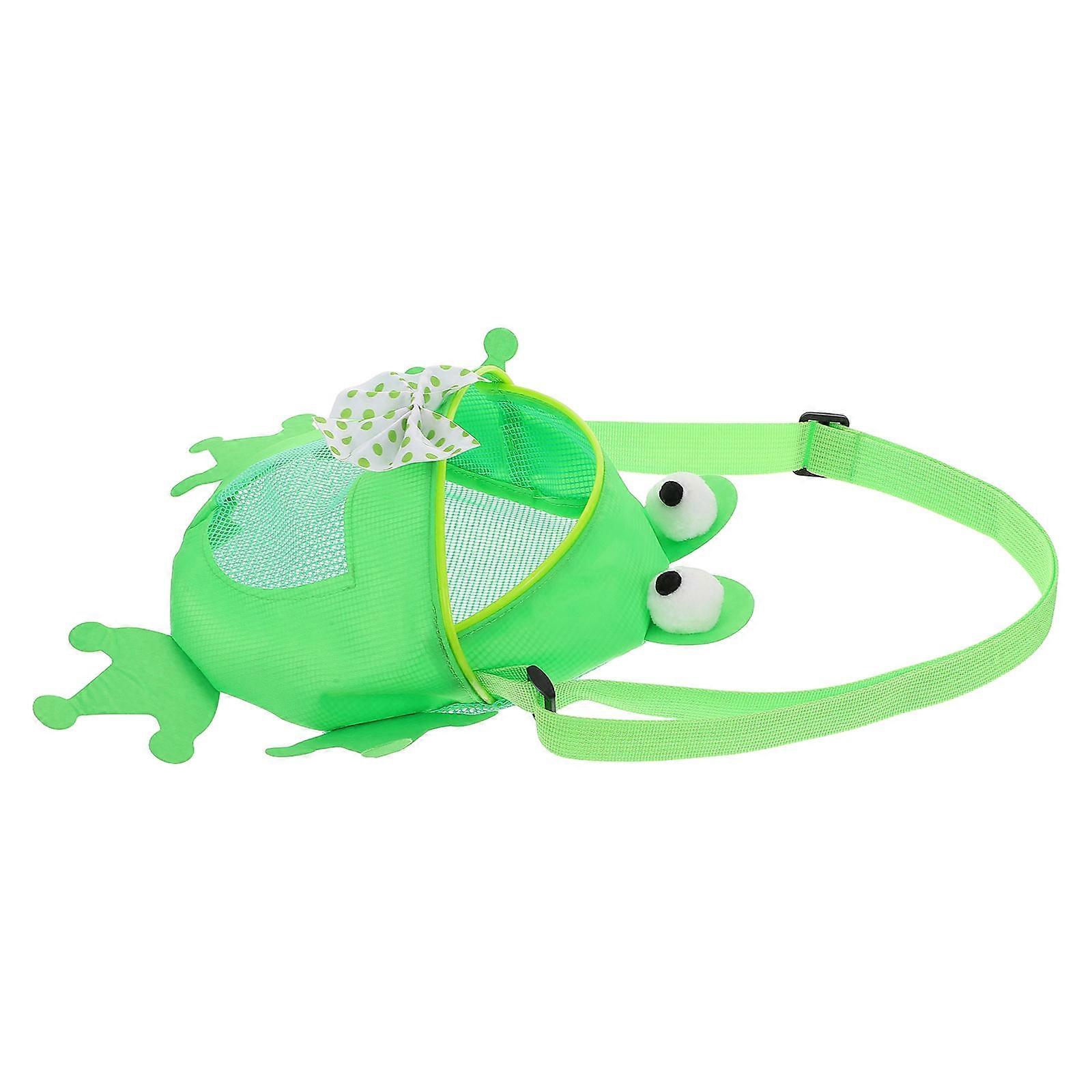 Green Frog Kids Beach Toy Bag for Storage Large Capacity Adjustable Straps