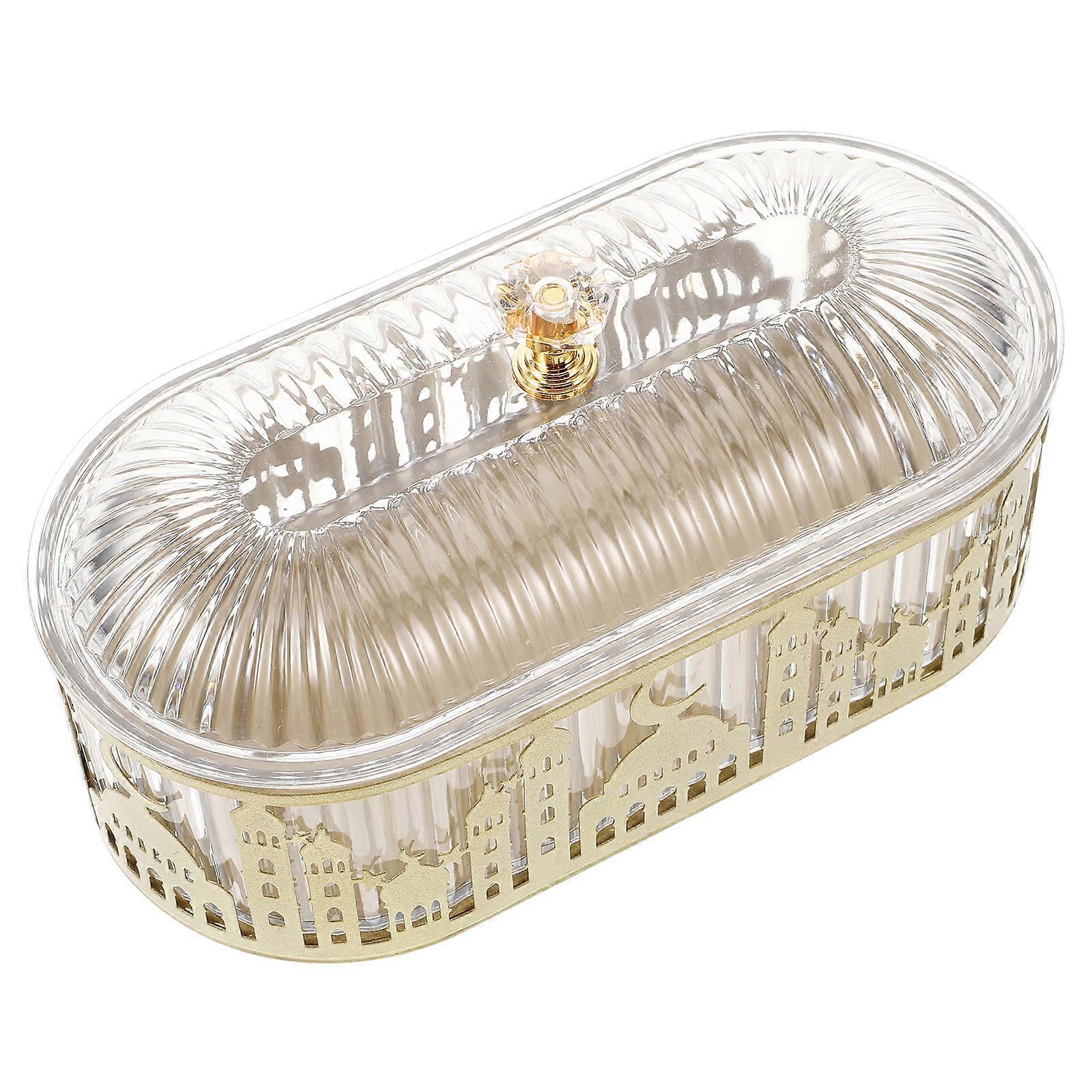 Butter Tray with Lid Ramadan Decoration for Party 4Pcs Golden Iron